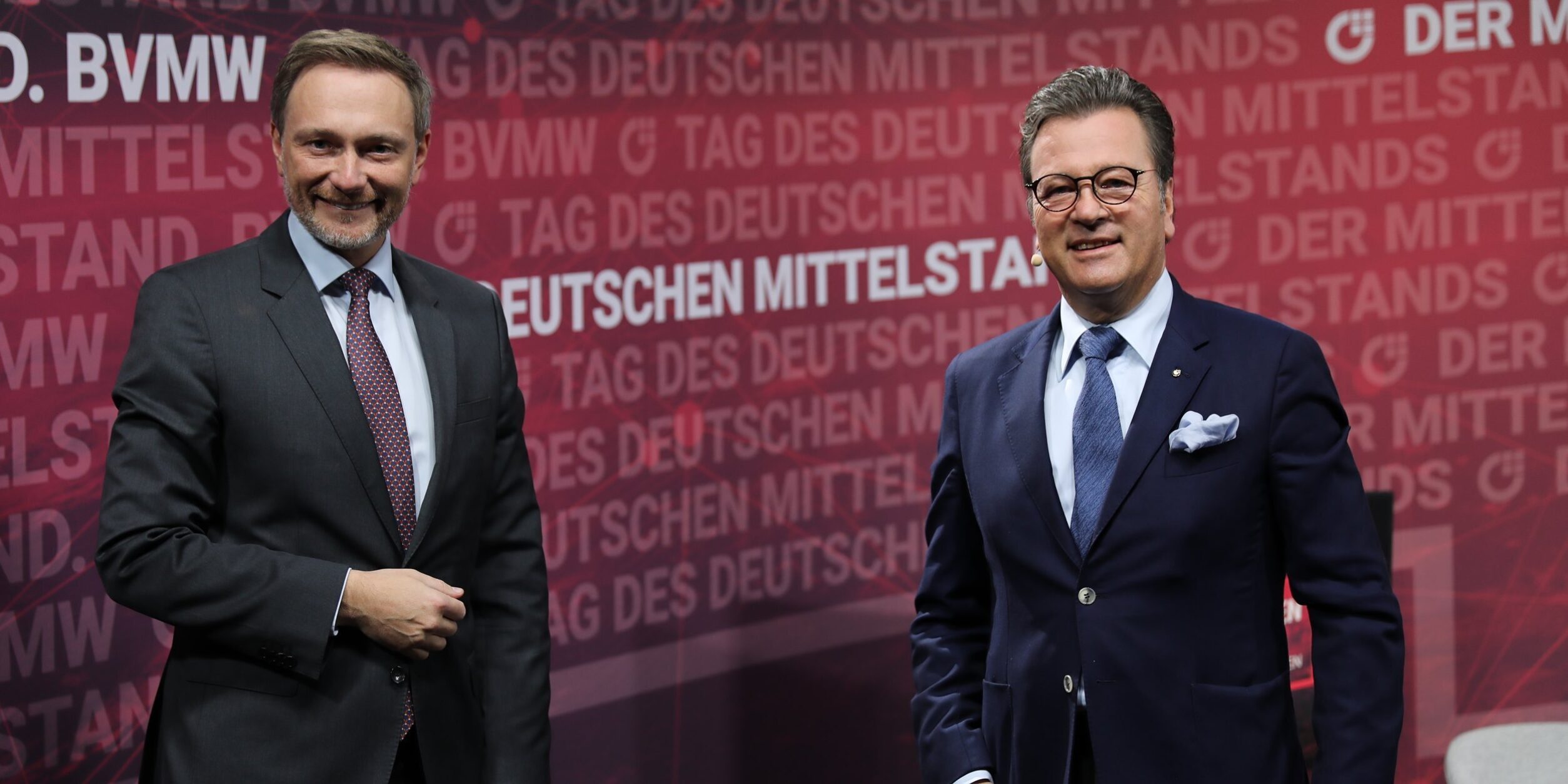 Bundesfinanzminister Christian Lindner (li.) und Markus Jerger, BVMW-Verbandsvorsitzender