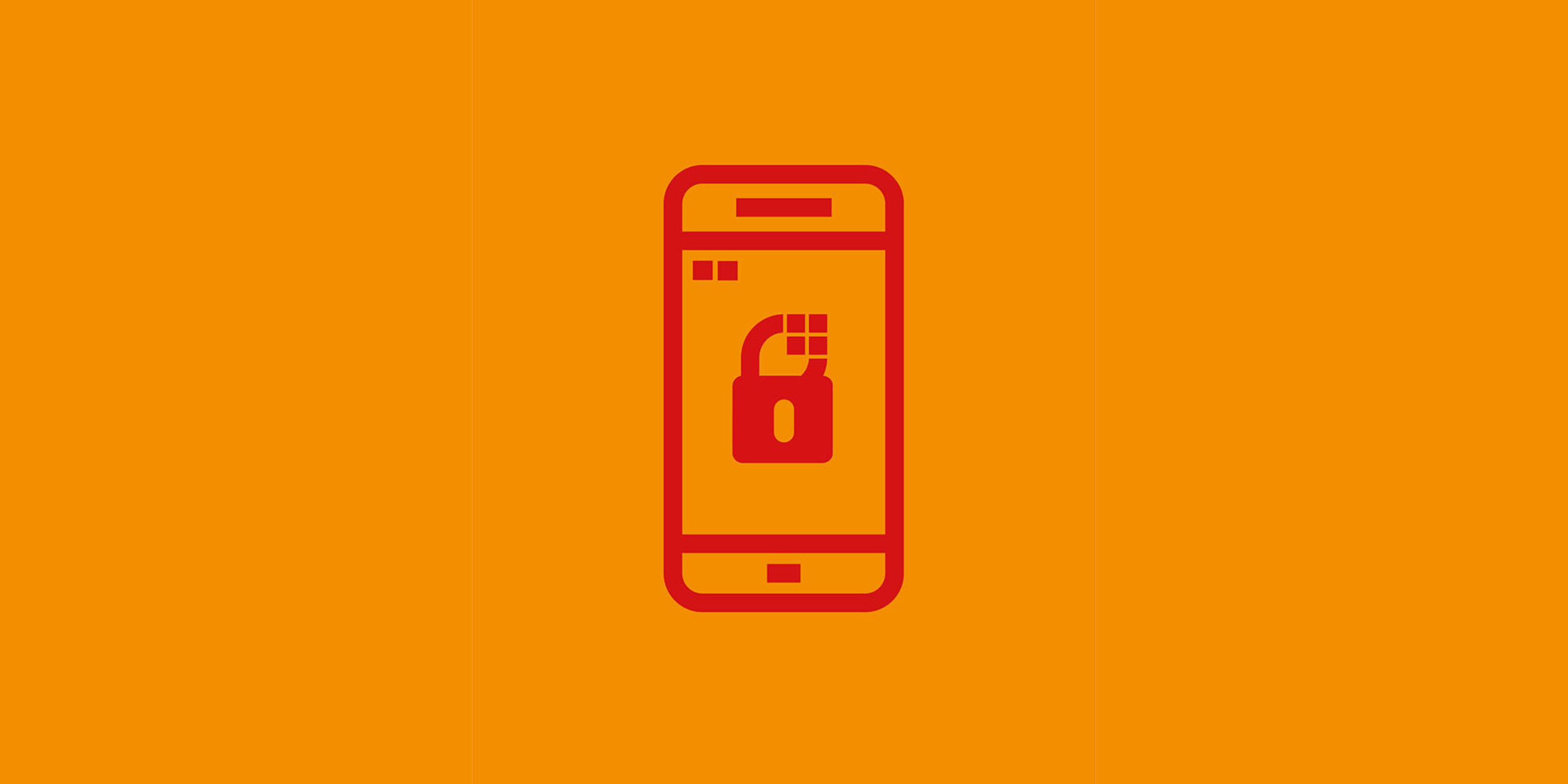 Icon: Darstellung eines Smartphones mit geöffnetem Schloss