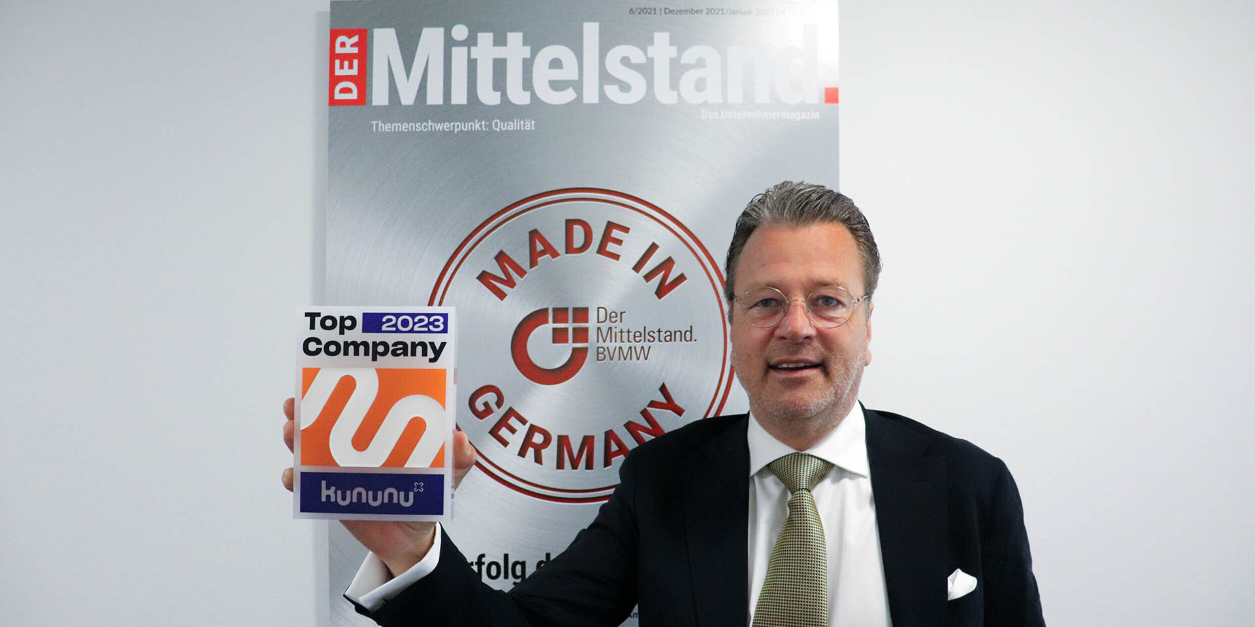 Markus Jerger mit dem Kununu Top Company 2023 Award