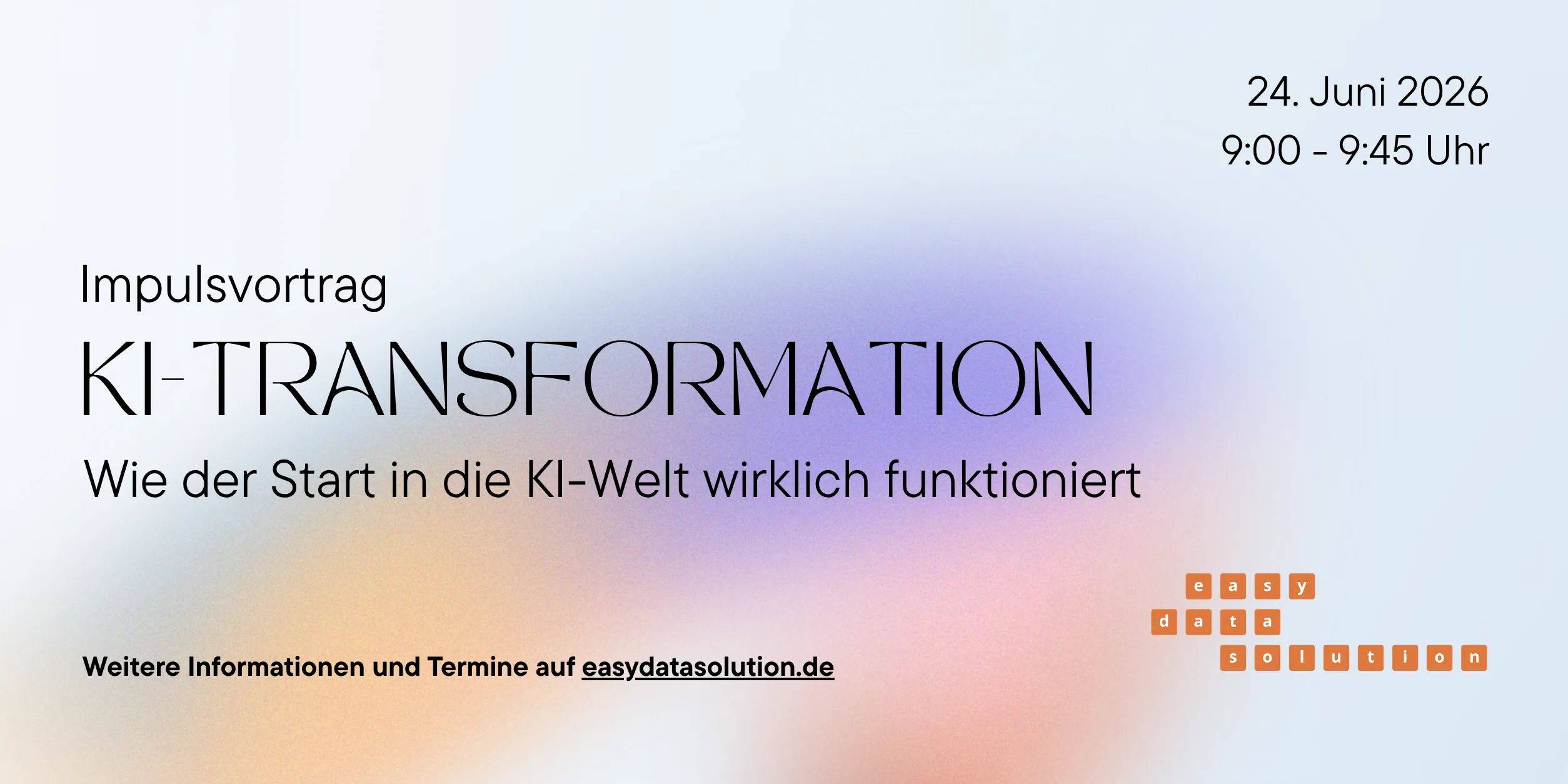 Veranstaltungsbanner easy data solution x BVMW KI Transformation 26 06 24