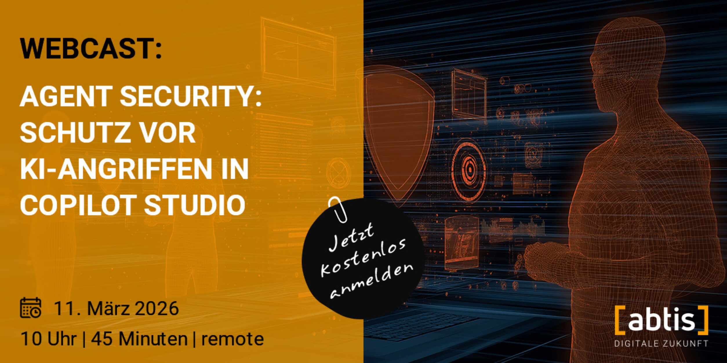 Social Media Rechteck Webcast Agent Security Schutz vor KI Angriffen in Copilot Studio