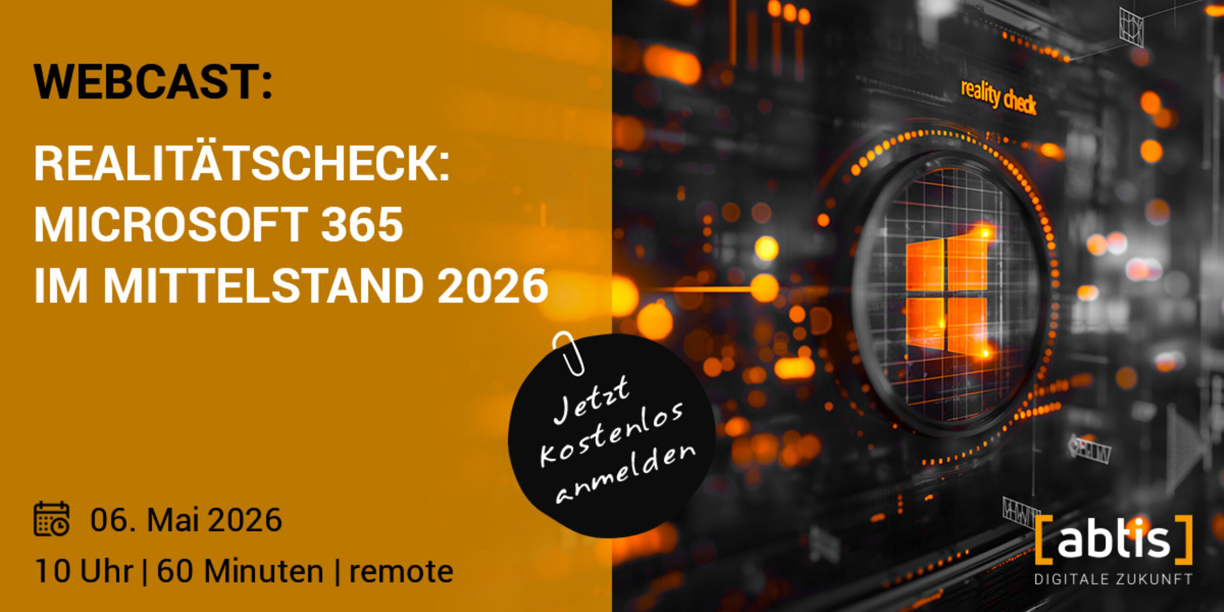 Social Media Rechteck Webcast Realitätscheck MS365 in 2026