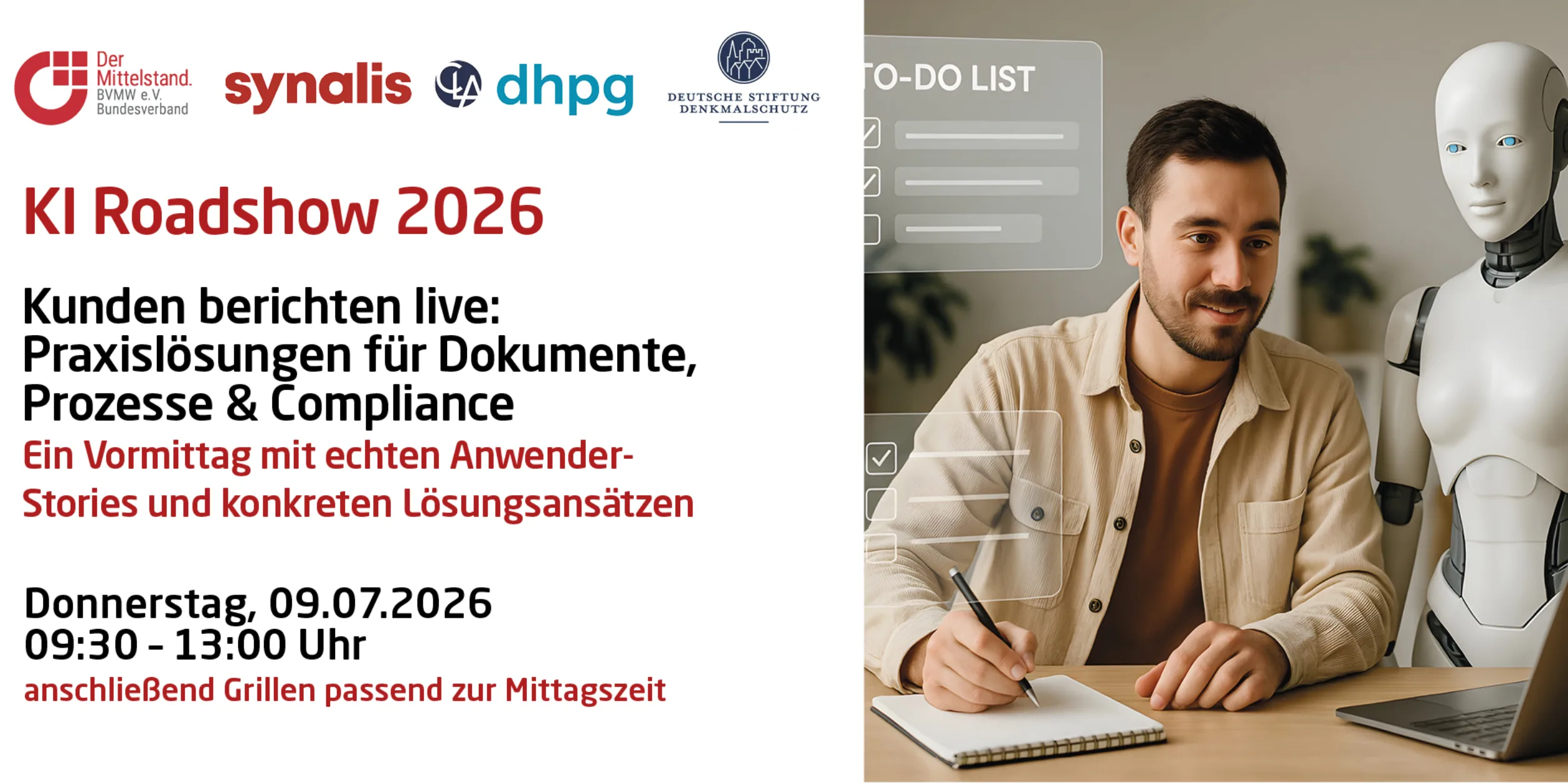 Header KI Roadshow 2026 Kunden berichten live: Praxislösungen für Dokumente, Prozesse & Compliance