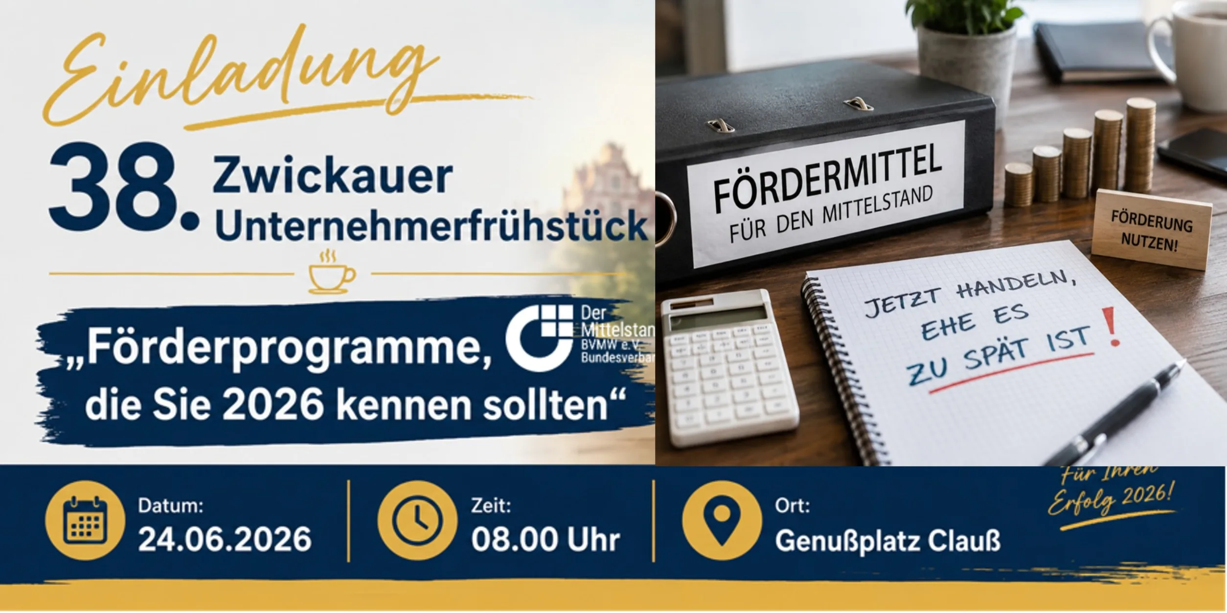 Header 38. Zwickauer Unternehmerfrühstück: "Förderprogramme beantragen, ehe es zu spät ist."