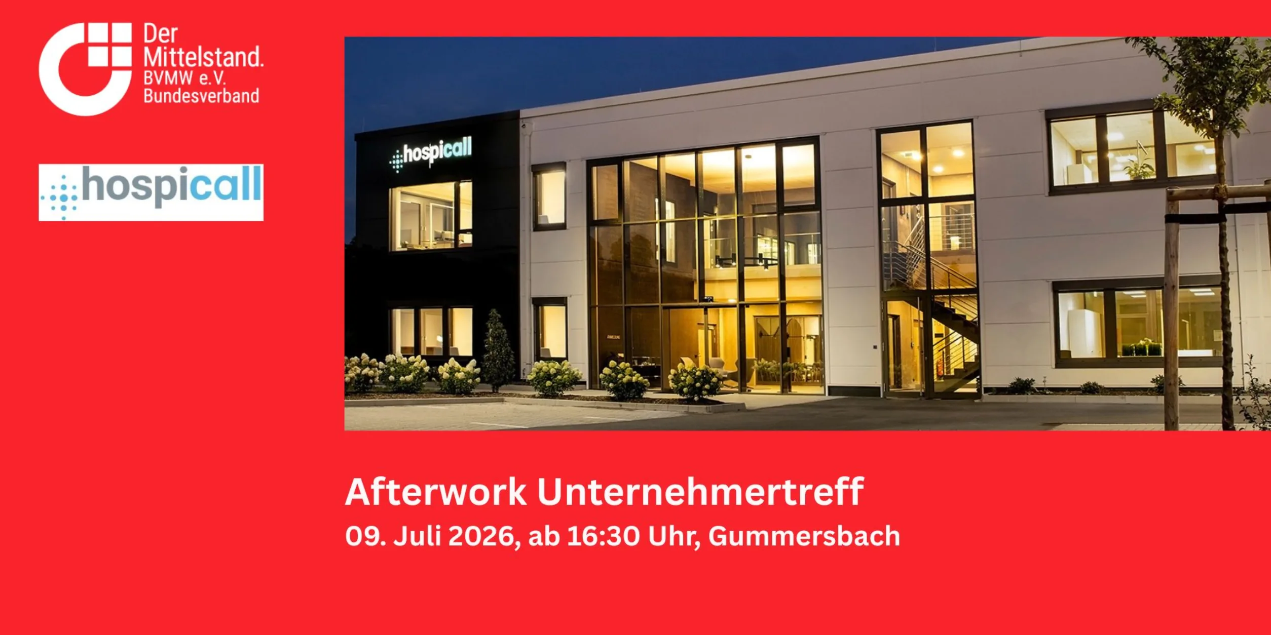 Header BVMW Afterwork - Unternehmertreff bei der hospicall GmbH