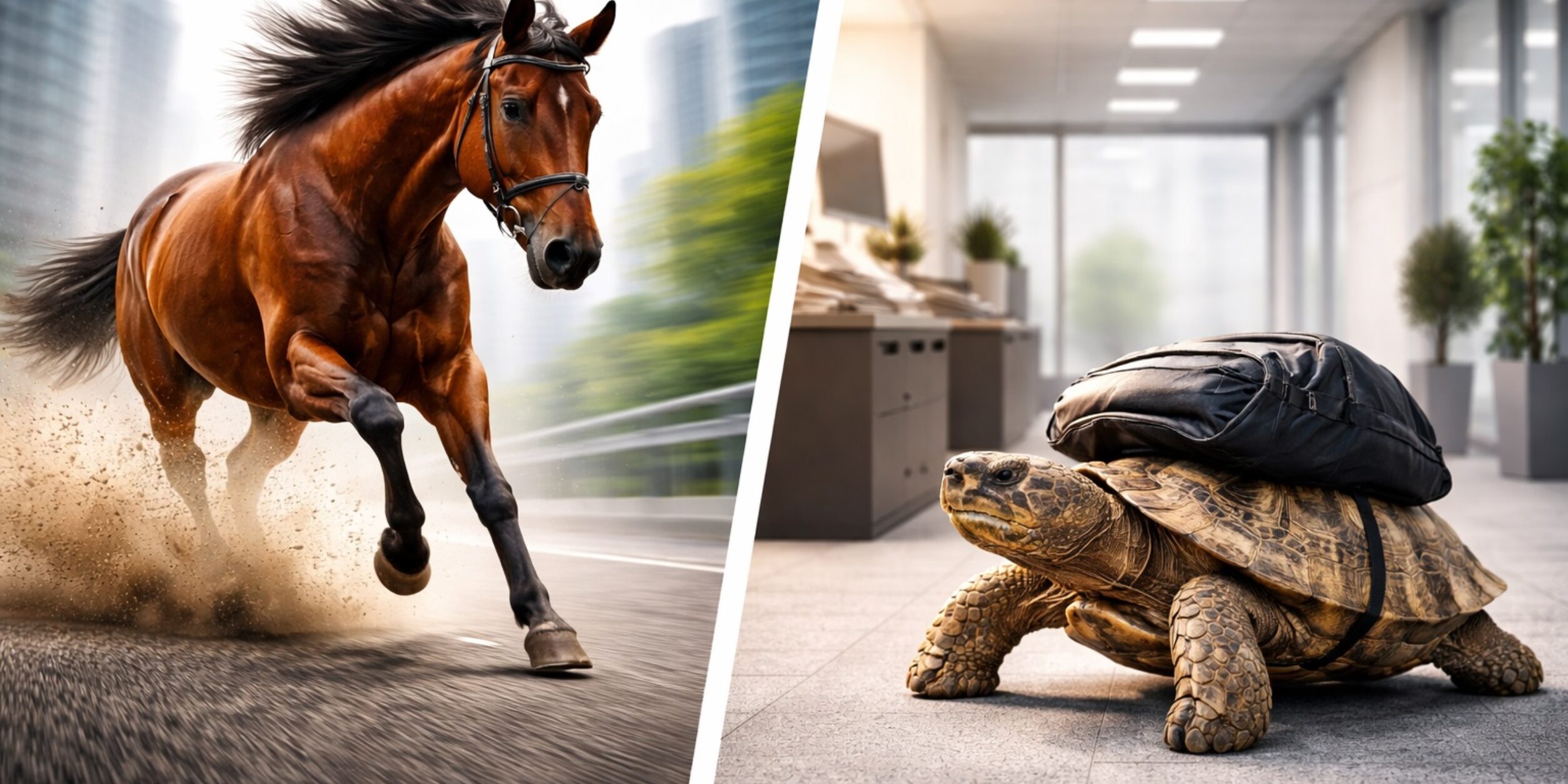 Header ExpertenImpuls: Rennpferd oder Schildkröte … wie kommen wir im Team ans Ziel?