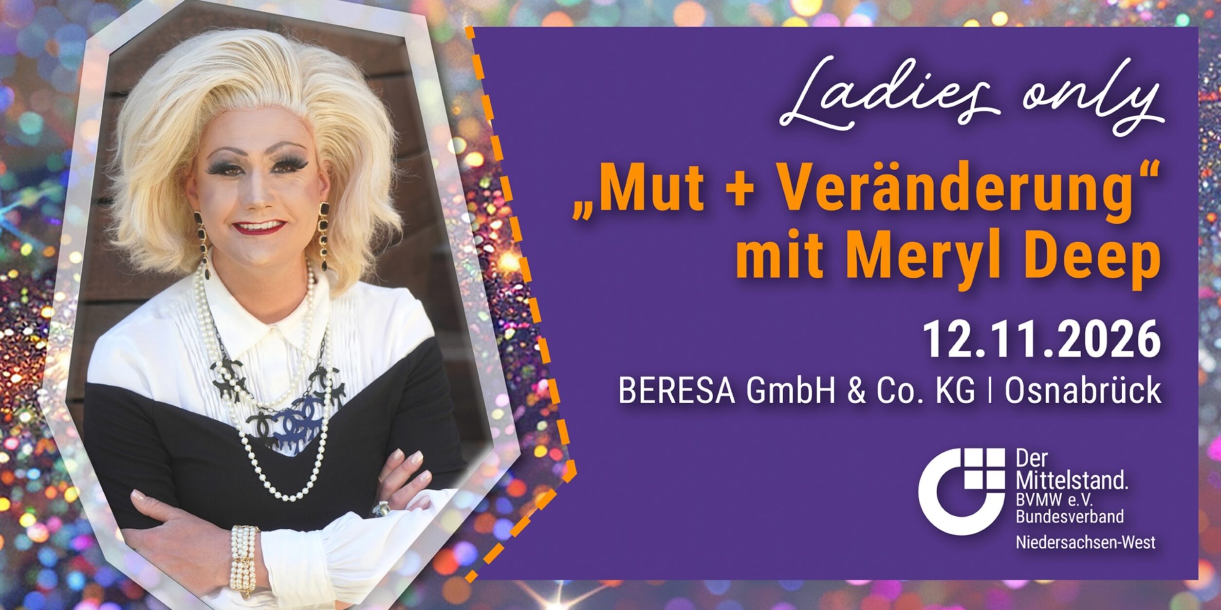 Header BVMW Ladies Only "Mut + Veränderung" mit Meryl Deep