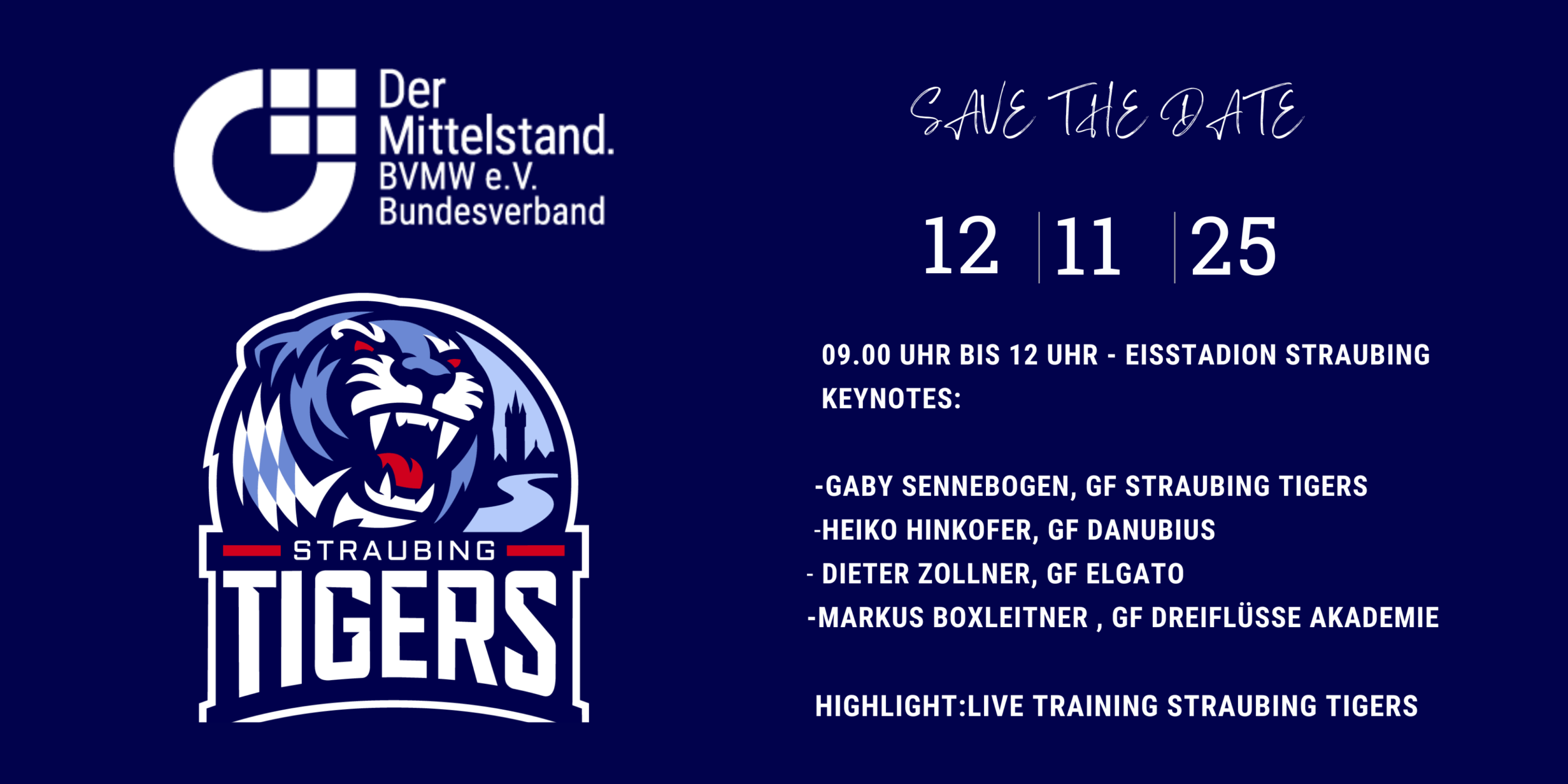 Header BVMW präsentiert: Sport & Business:  Gaby Sennebogen und die Straubing Tigers