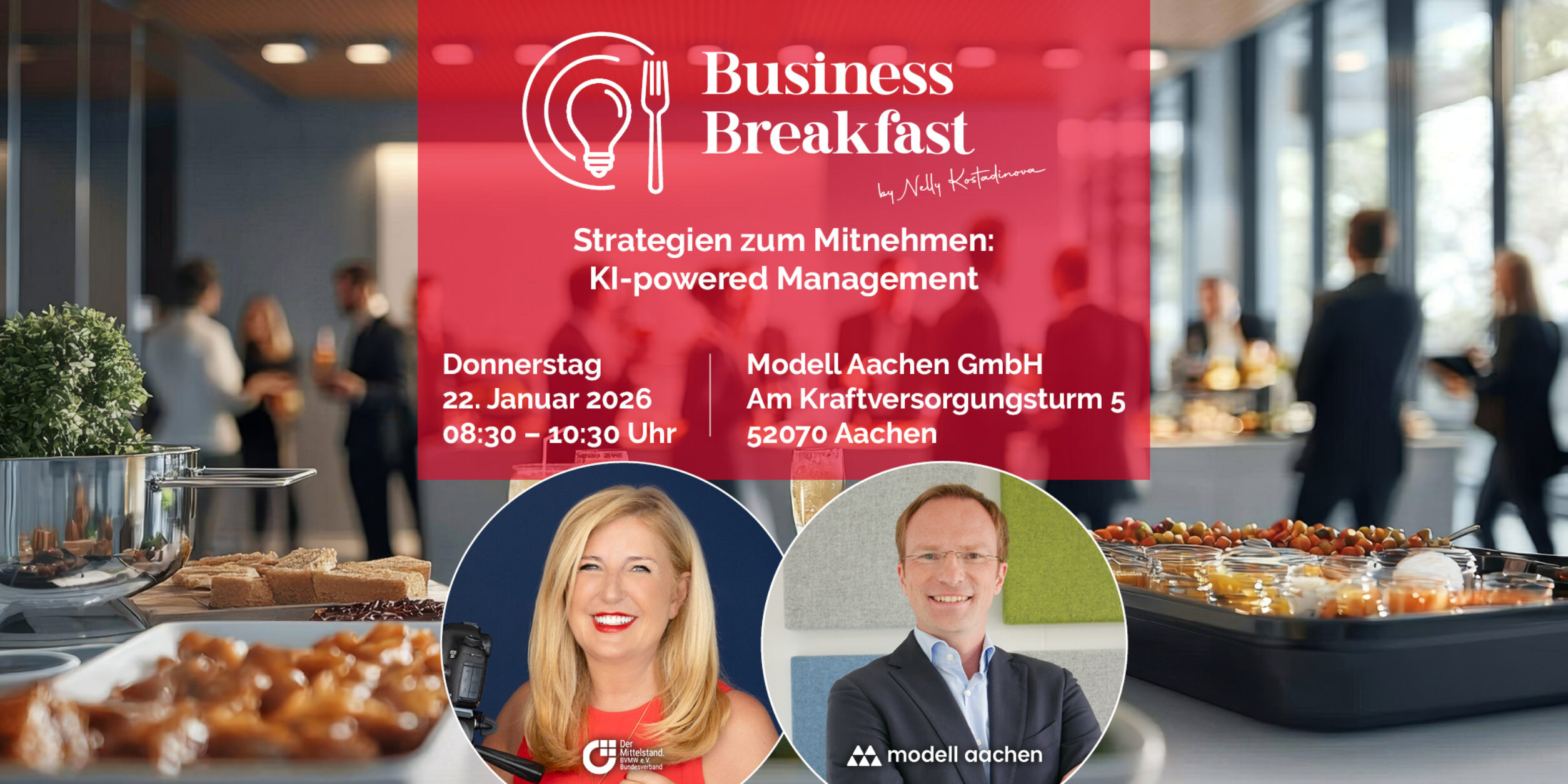 Header BUSINESS BREAKFAST  Strategien zum Mitnehmen: KI-powered Management