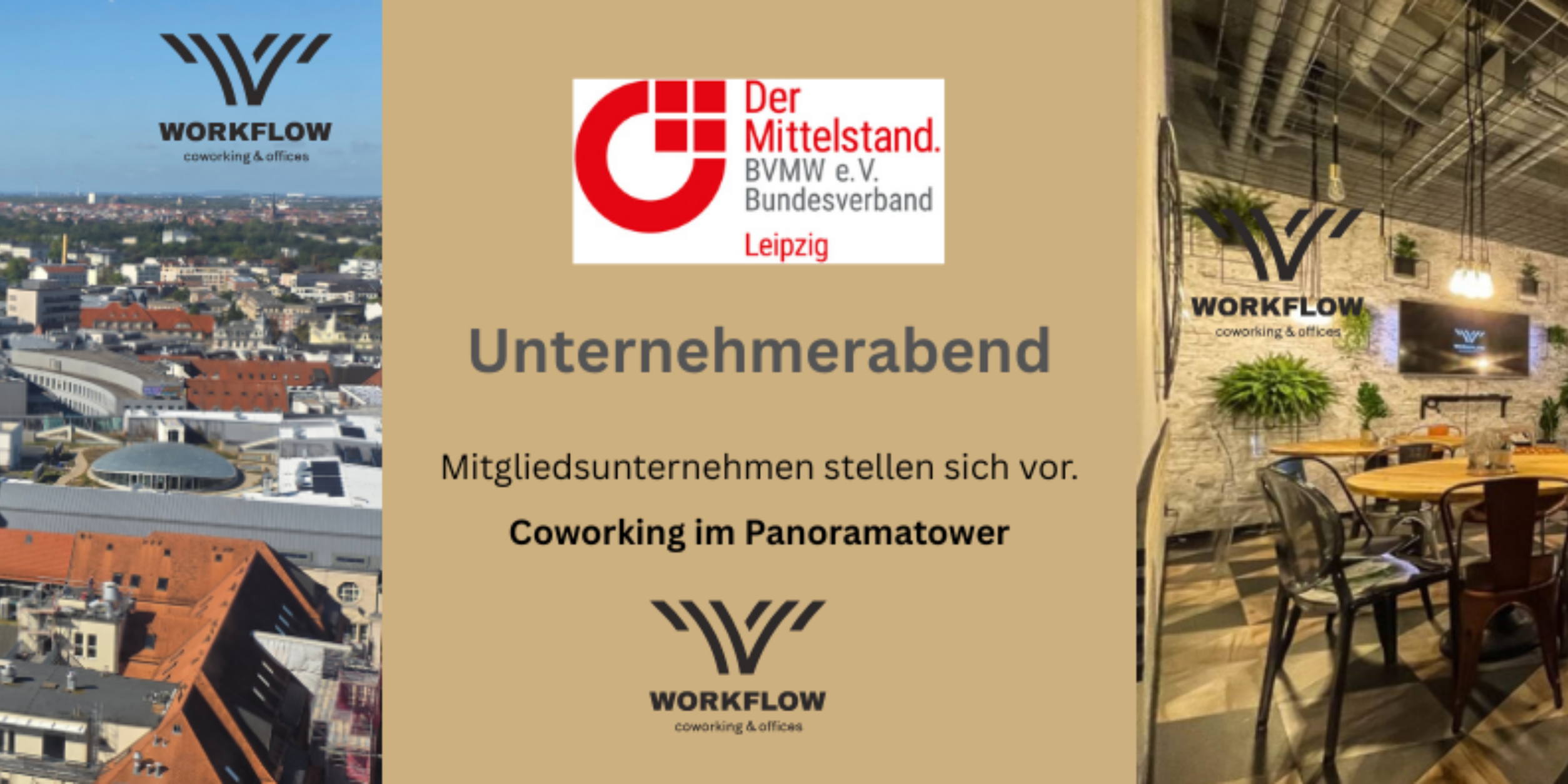 Header Willkommen im Coworking Space, mit der schönsten Aussicht Leipzigs.