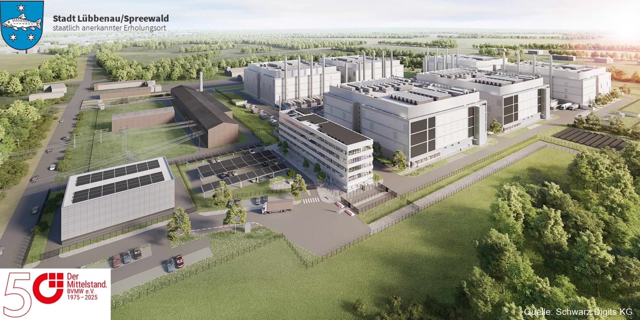 Header Vorstellung (Bau und Betrieb) des Rechenzentrums Lübbenau (Invest. 11 Mrd. €)