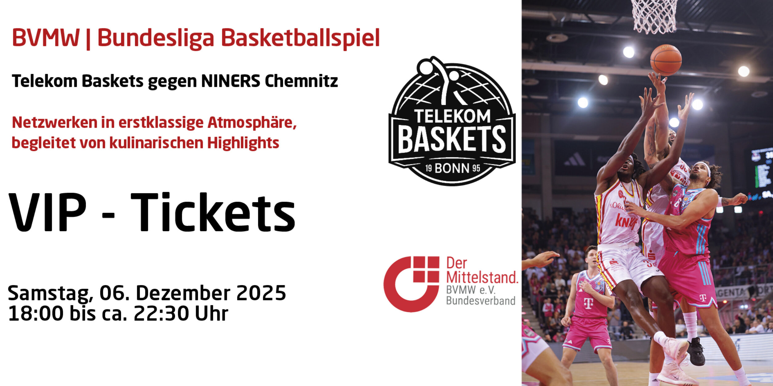 Header BVMW | Bundesliga Basketballspiel Telekom Baskets gegen NINERS Chemnitz