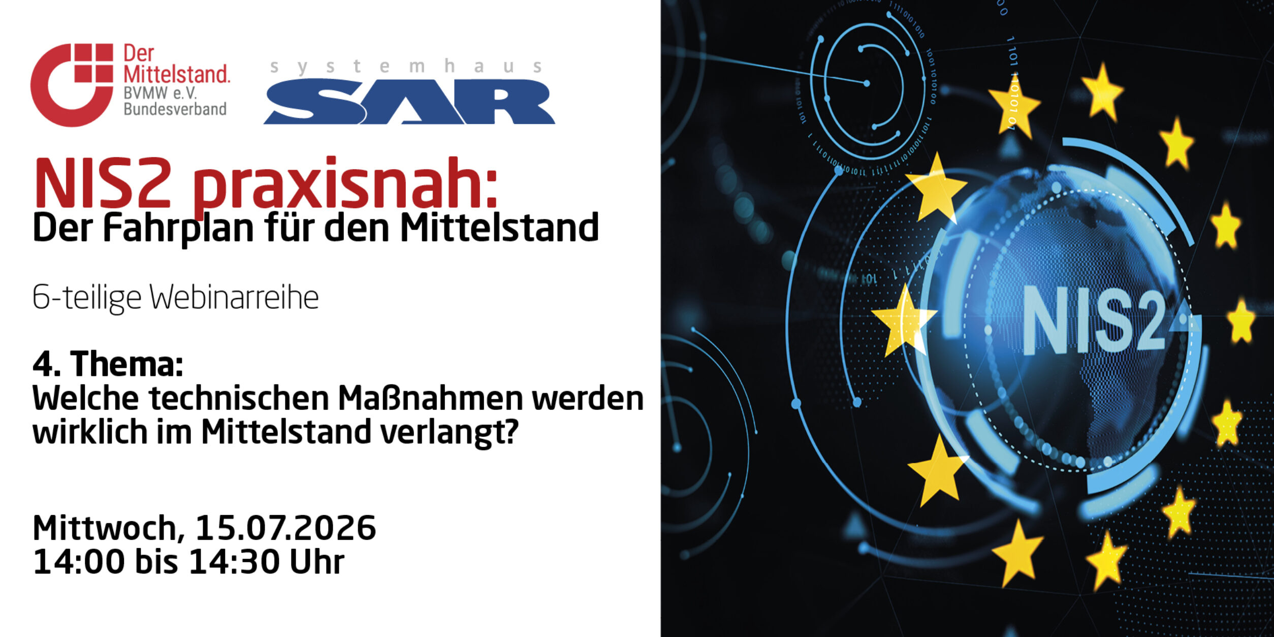 Header NIS2 praxisnah: Welche technischen Maßnahmen werden wirklich im Mittelstand verlangt?