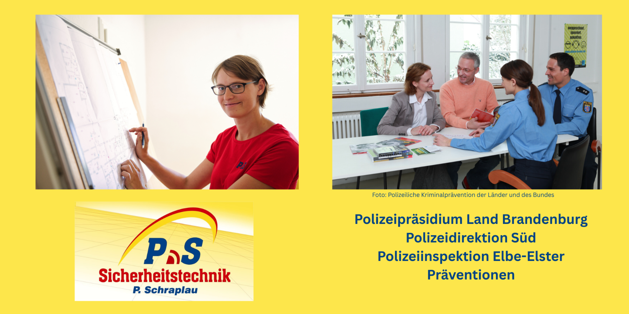 Header Netzwerktreffen „Mittelstand trifft Mittelstand“ bei der Sicherheitstechnik P. Schraplau mit Unterstützung der Polizeiinspekt