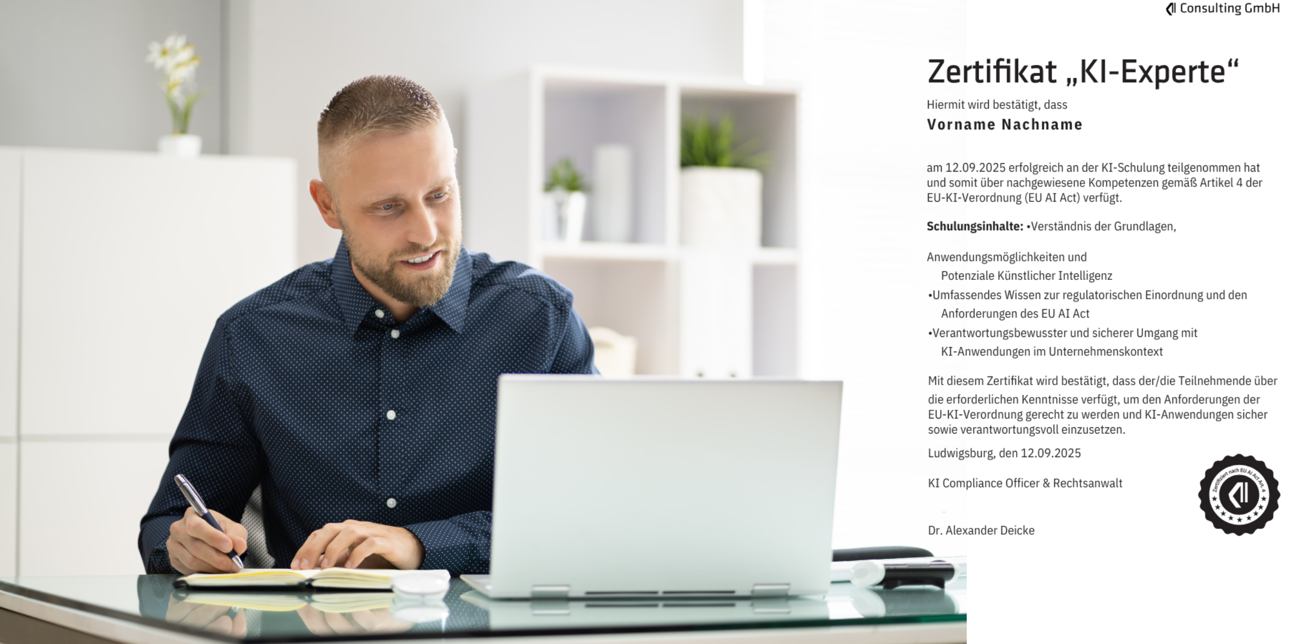 Header Zertifikatskurs: Künstliche Intelligenz & EU AI Act