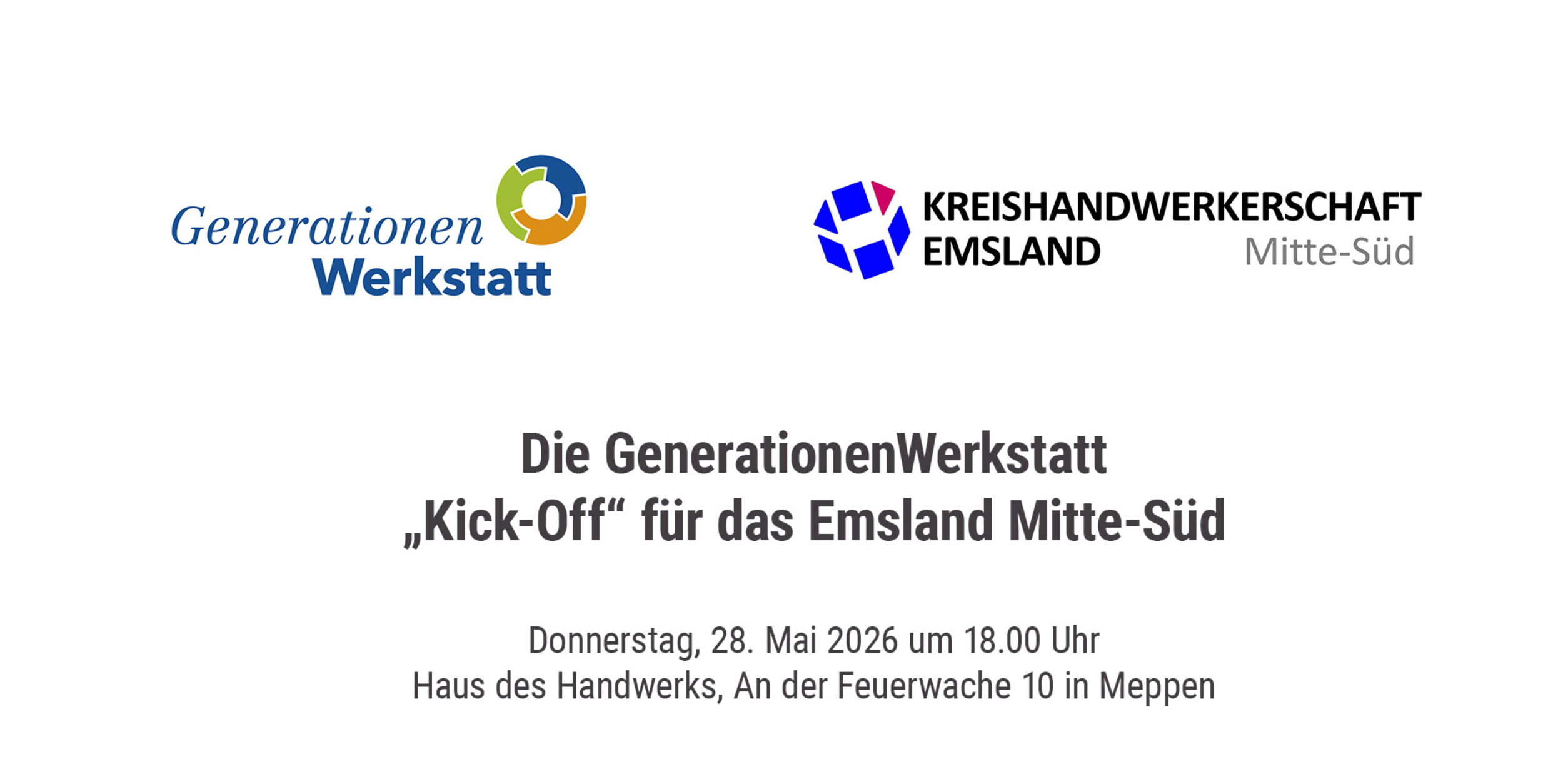 Header Die GenerationenWerkstatt: Kick-Off für das Emsland Mitte/Süd