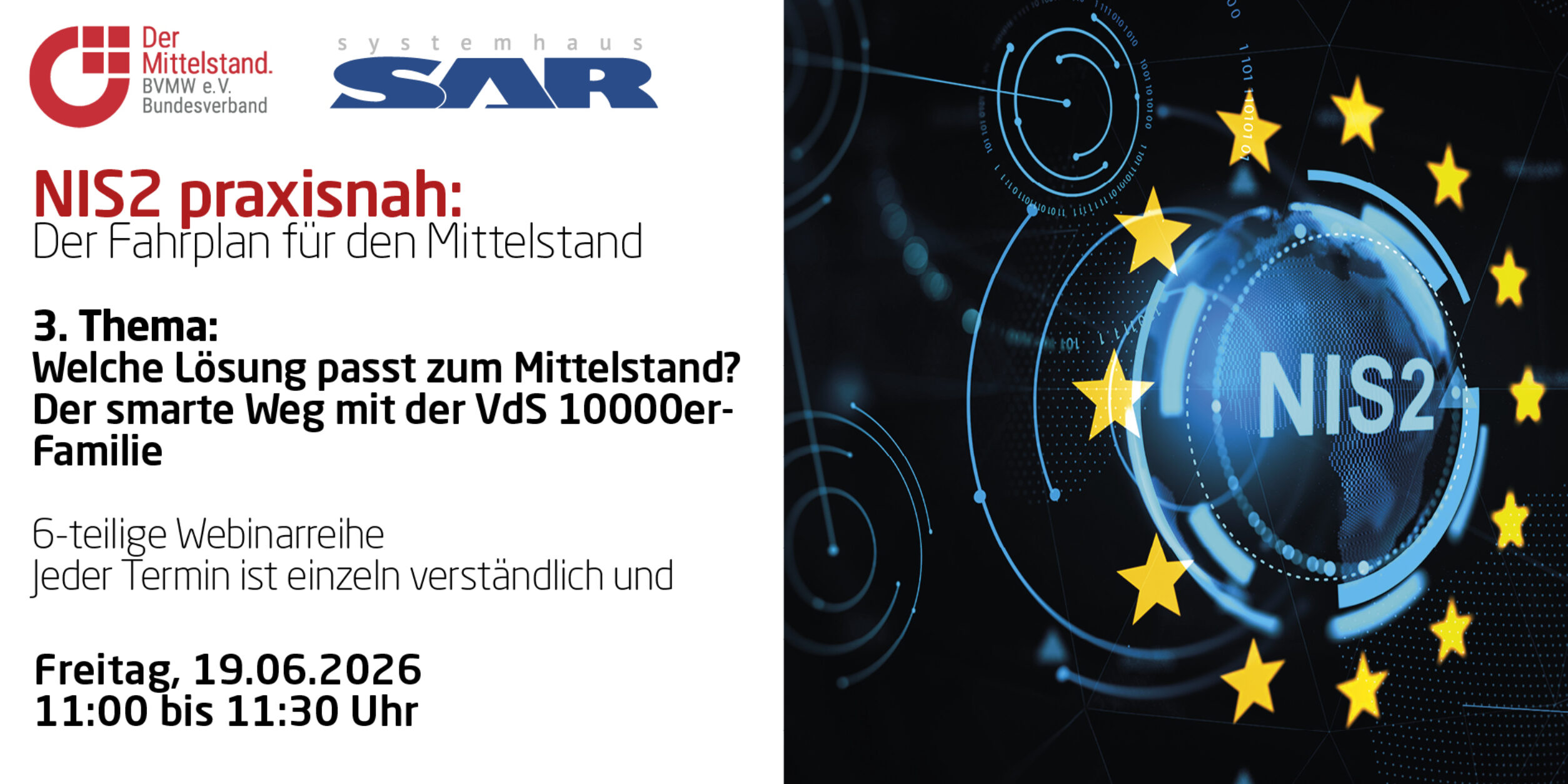 Header NIS2 praxisnah: Welche Lösung passt zum Mittelstand? Der smarte Weg mit der VdS 10000er-Familie