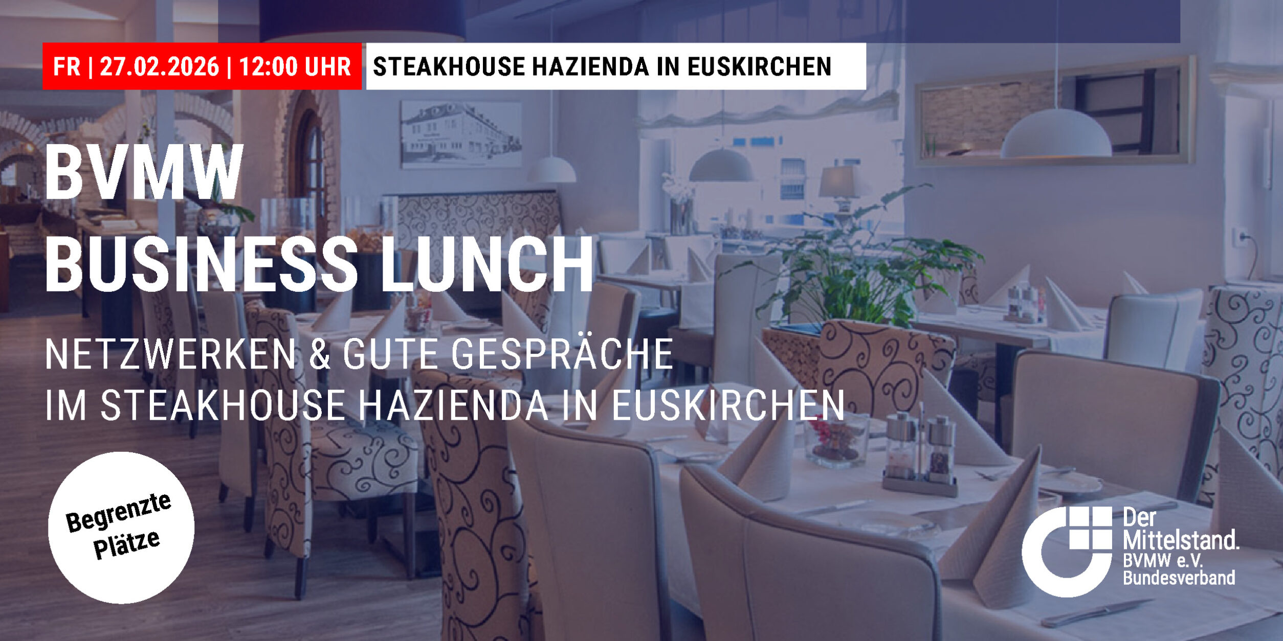 Header BVMW Business Lunch im Steakhouse Hazienda in Euskirchen