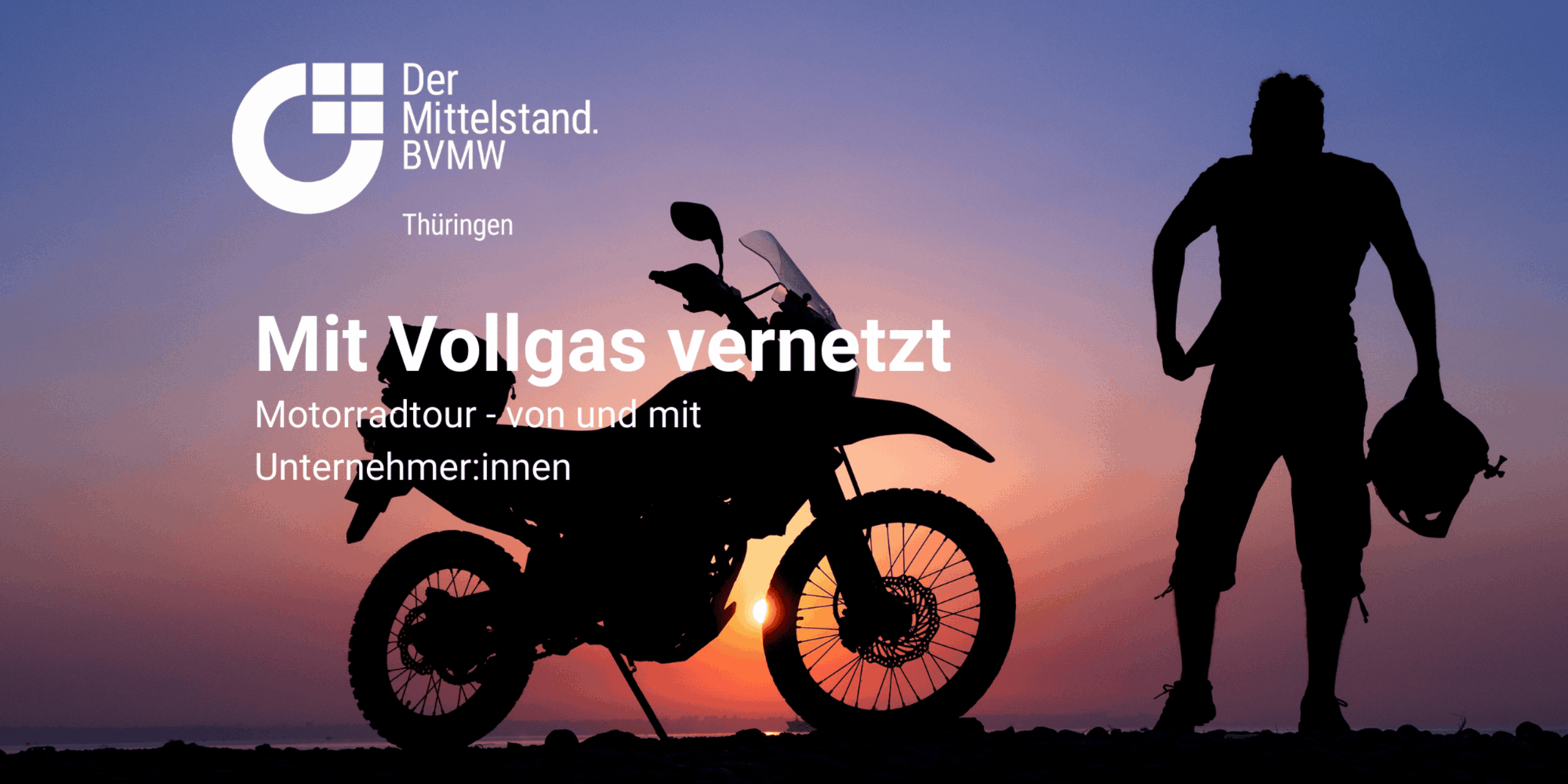 Header "Mit Vollgas vernetzt" - Motorradtour
