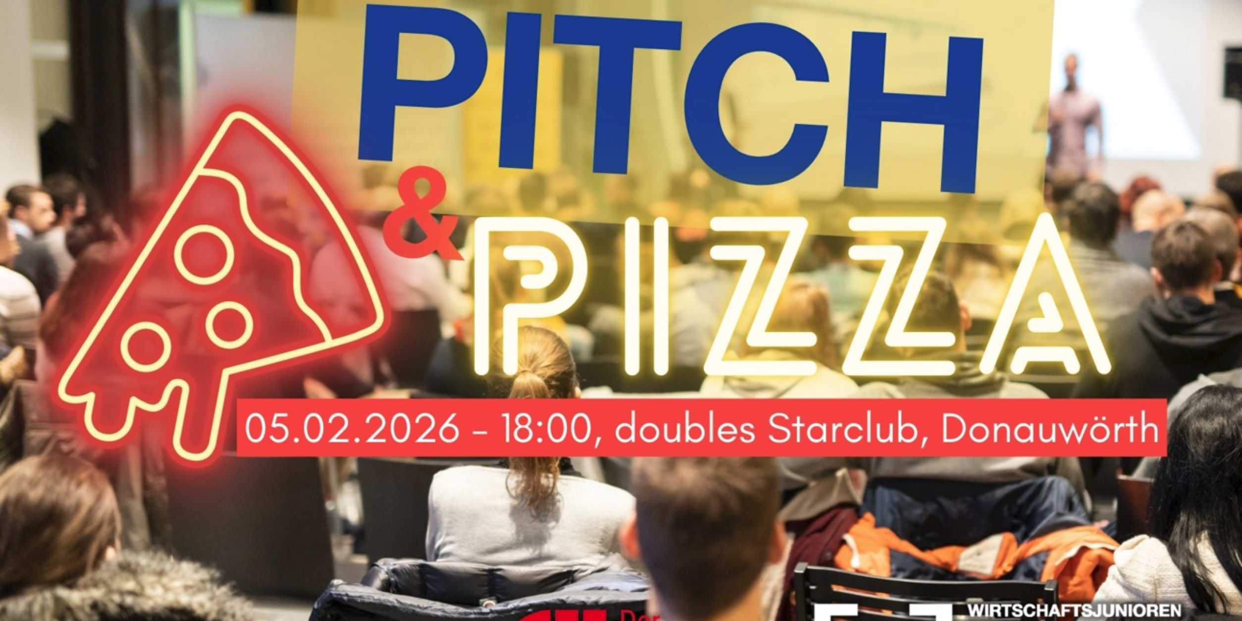 Header "Pitch&Pizza"-Event der WJ Donau-Ries in Kooperation mit dem BVMW Donau-Ries