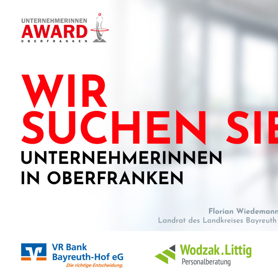Unternehmerinnen Award 2023 - Wir suchen Sie! Landrat Florian Wiedemann