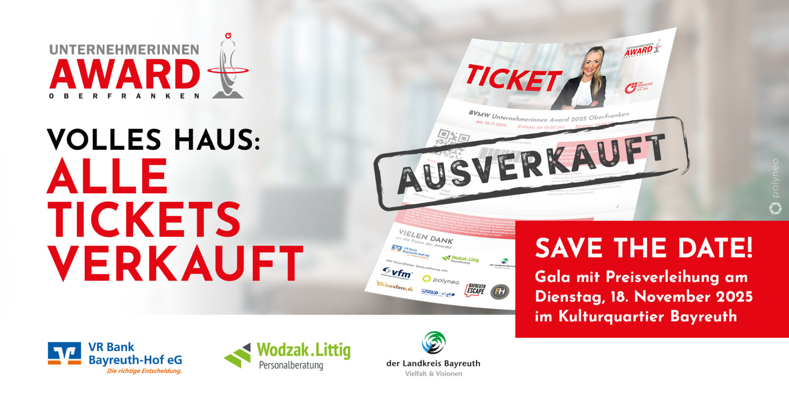 Unternehmerinnen Award 2025 - Alle Tickets sind verkauft