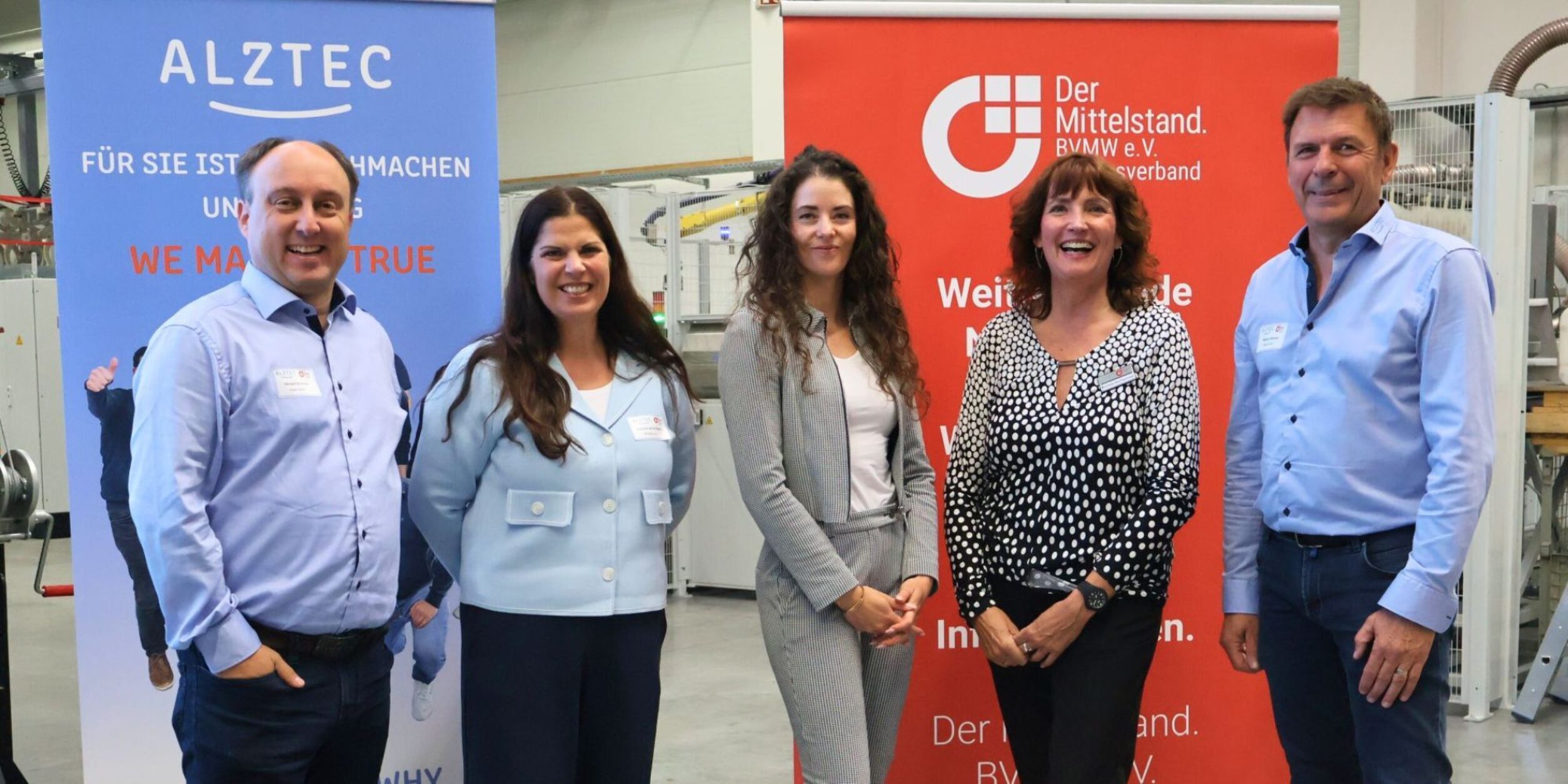 Alztec Herbert Sommmer, Geschäftsführer alztec, Caroline de la Rosa, BVMW  Altötting und Mühldorf, Kornelia Kirchermeier ( BVMW Traunstein, Berchtesgaden), mit der Referentin Dr. Jasmin Haider, Haider Rechtsanwälte und Markus Albisser, Geschäftsführer alztec