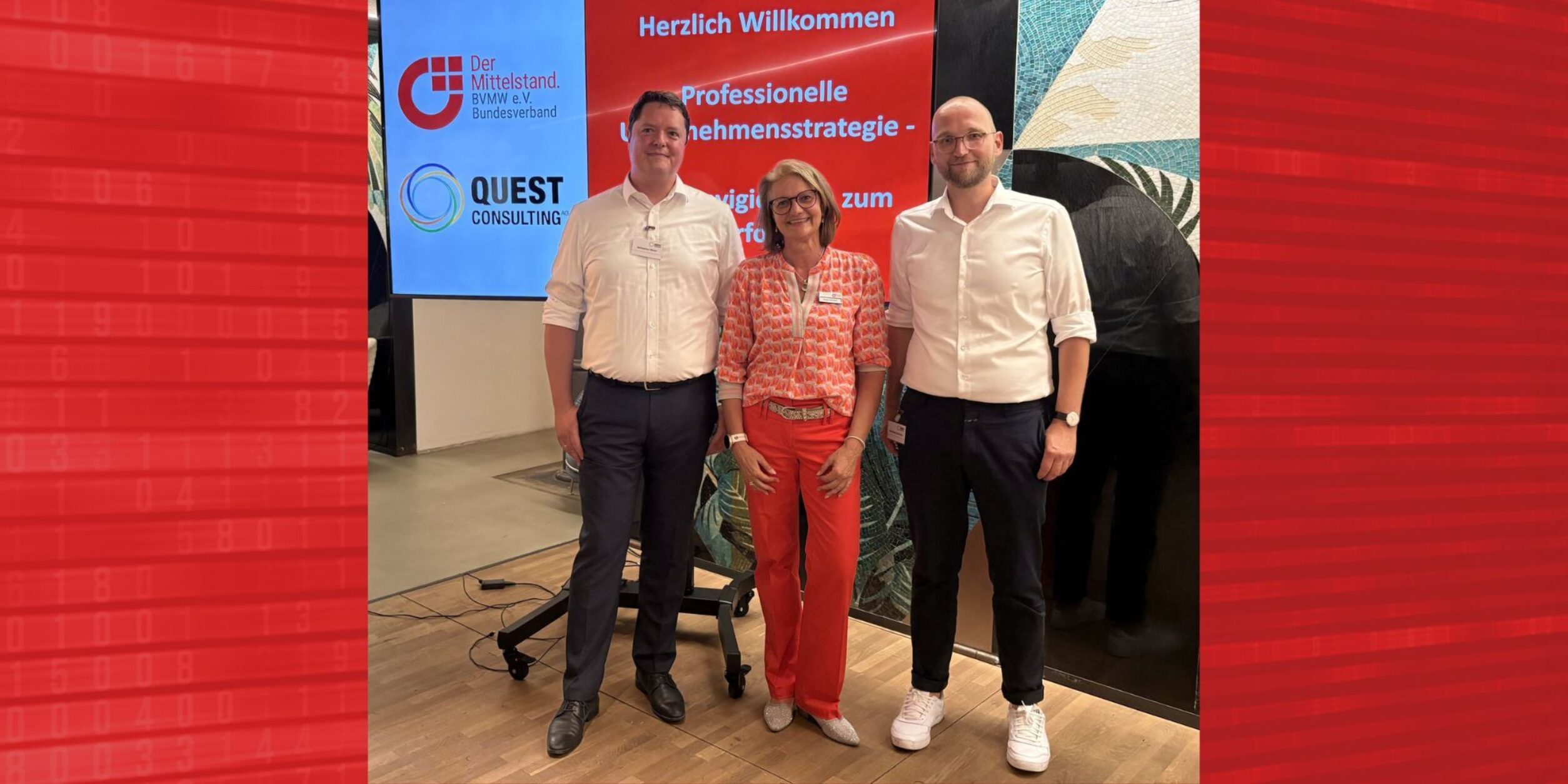 Gruppenfoto Quest Consulting Referenten und Nadja Satzger BVMW