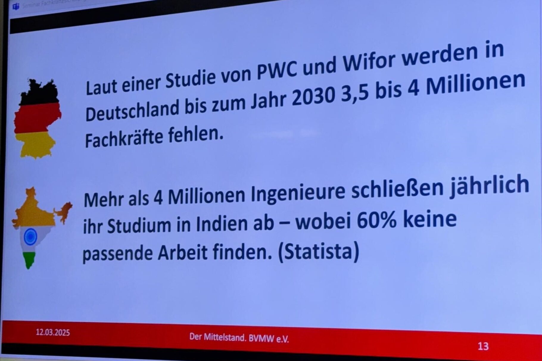 Powerpoint Bild über Fachkräftebedarf aus dem Ausland