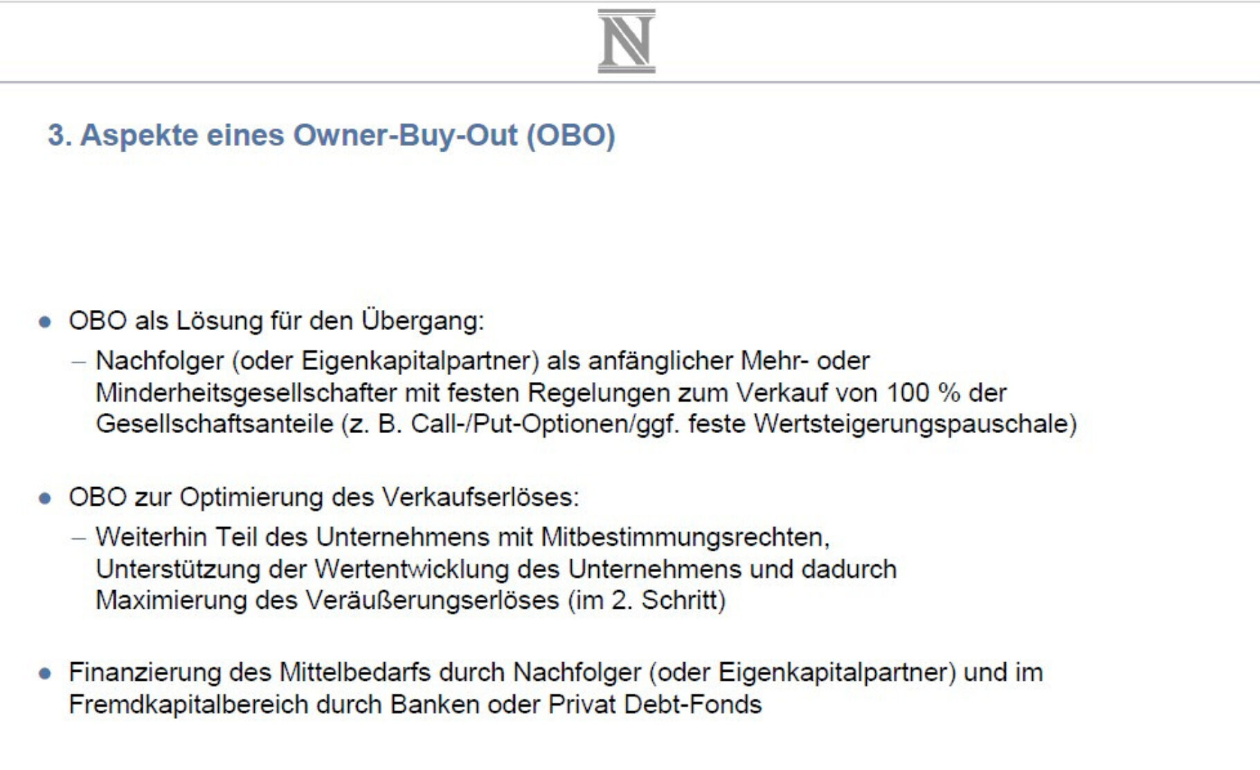 Aspekte eines Owner-Buy-Outs