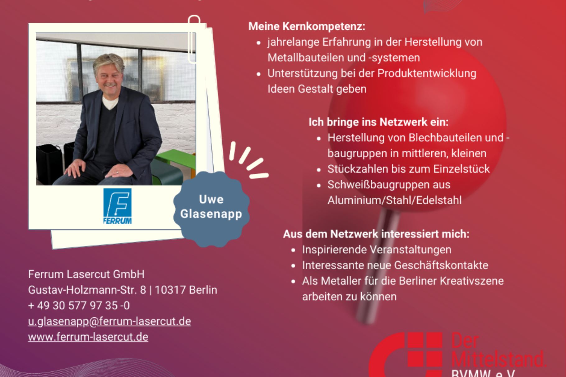 ferrum Lasercut GmbH - Uwe Glasenapp