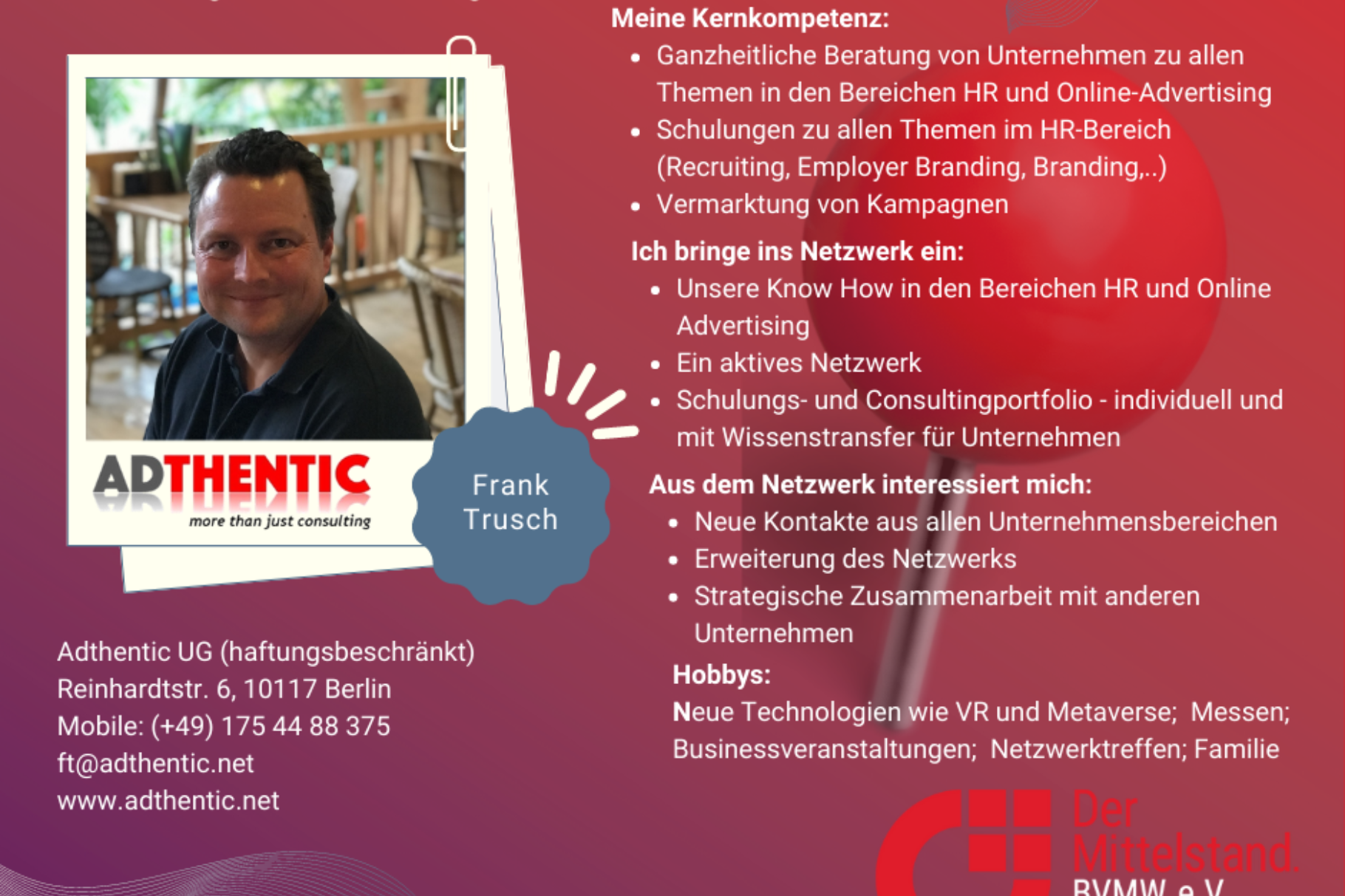 ADTHENTIC UG - Frank Trusch