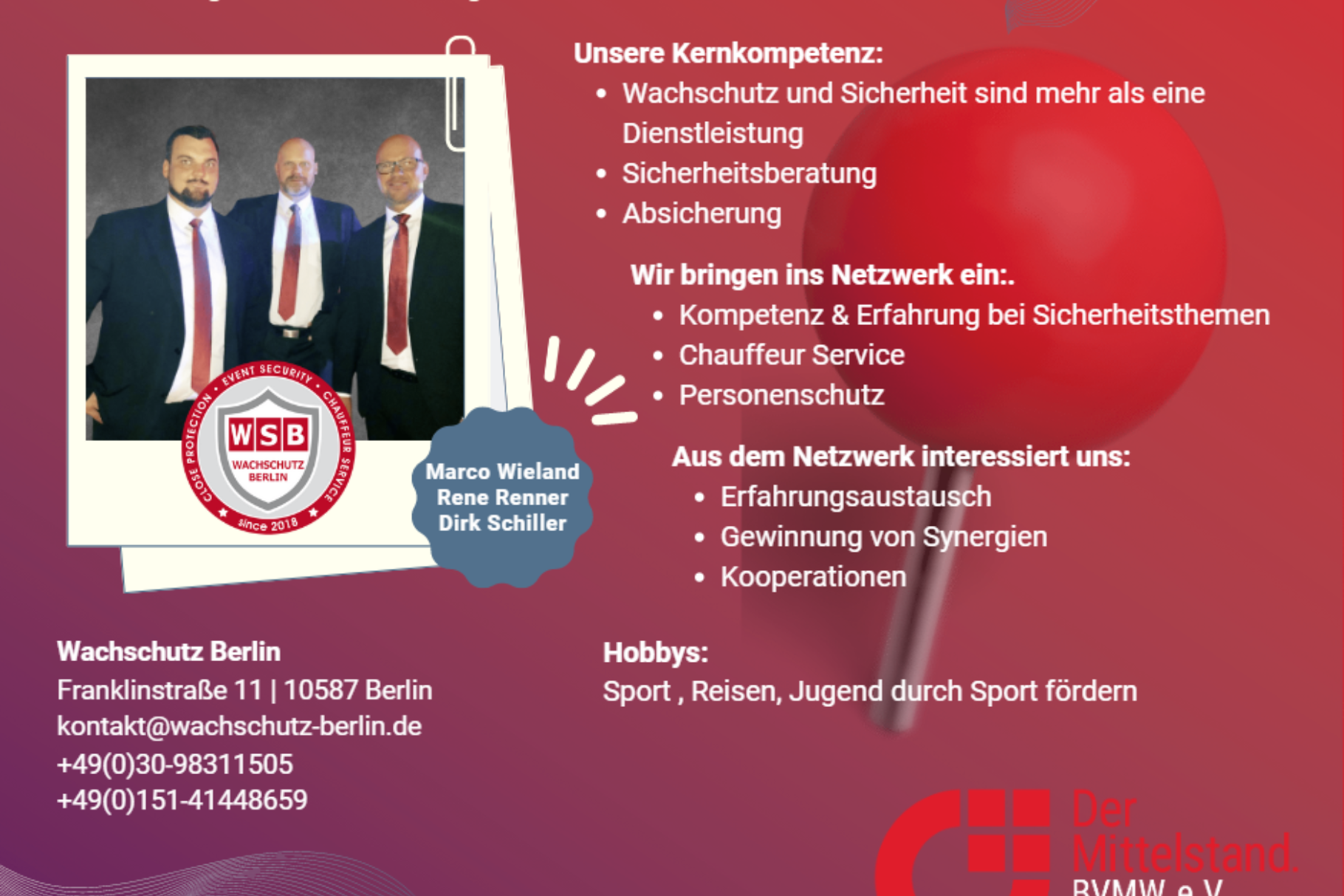 Wachschutz Berlin - Marco Wieland & Rene Renner & Dirk Schiller