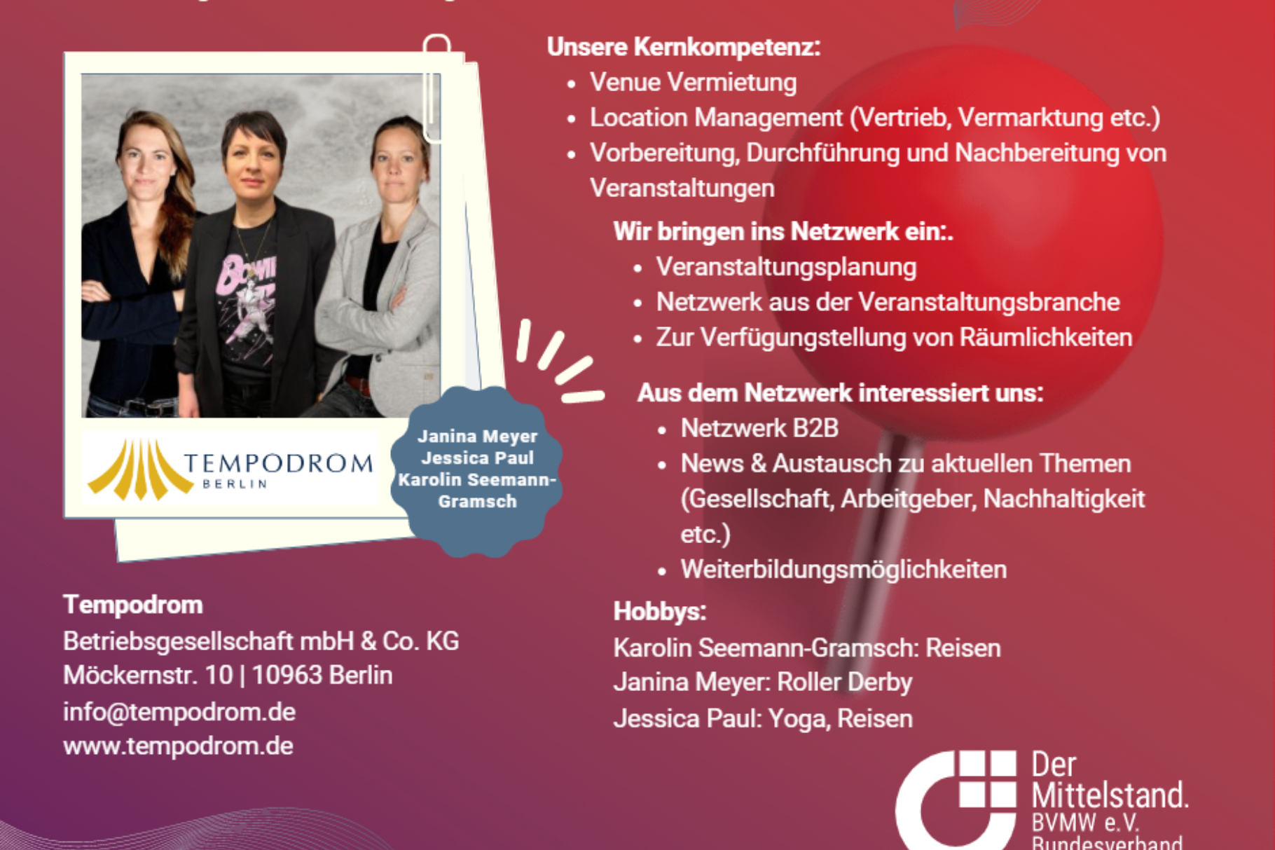 Tempodrom - Karolin Seemann-Gramsch & Janina Meyer & Jessica Paul