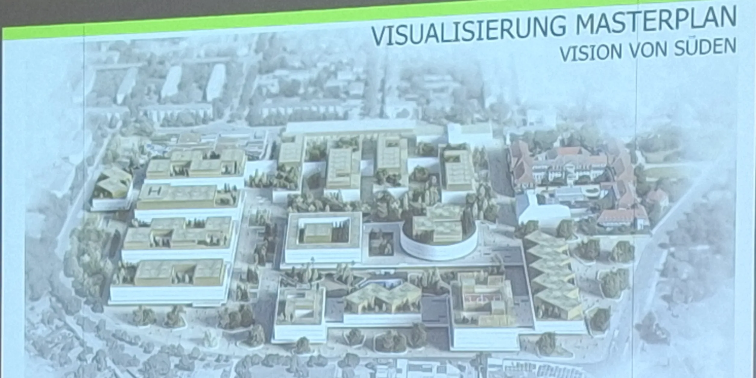 Karte der geplanten Gebäude für das Baustrukturkonzept der Medizinischen Universität Lausitz Carl Thim