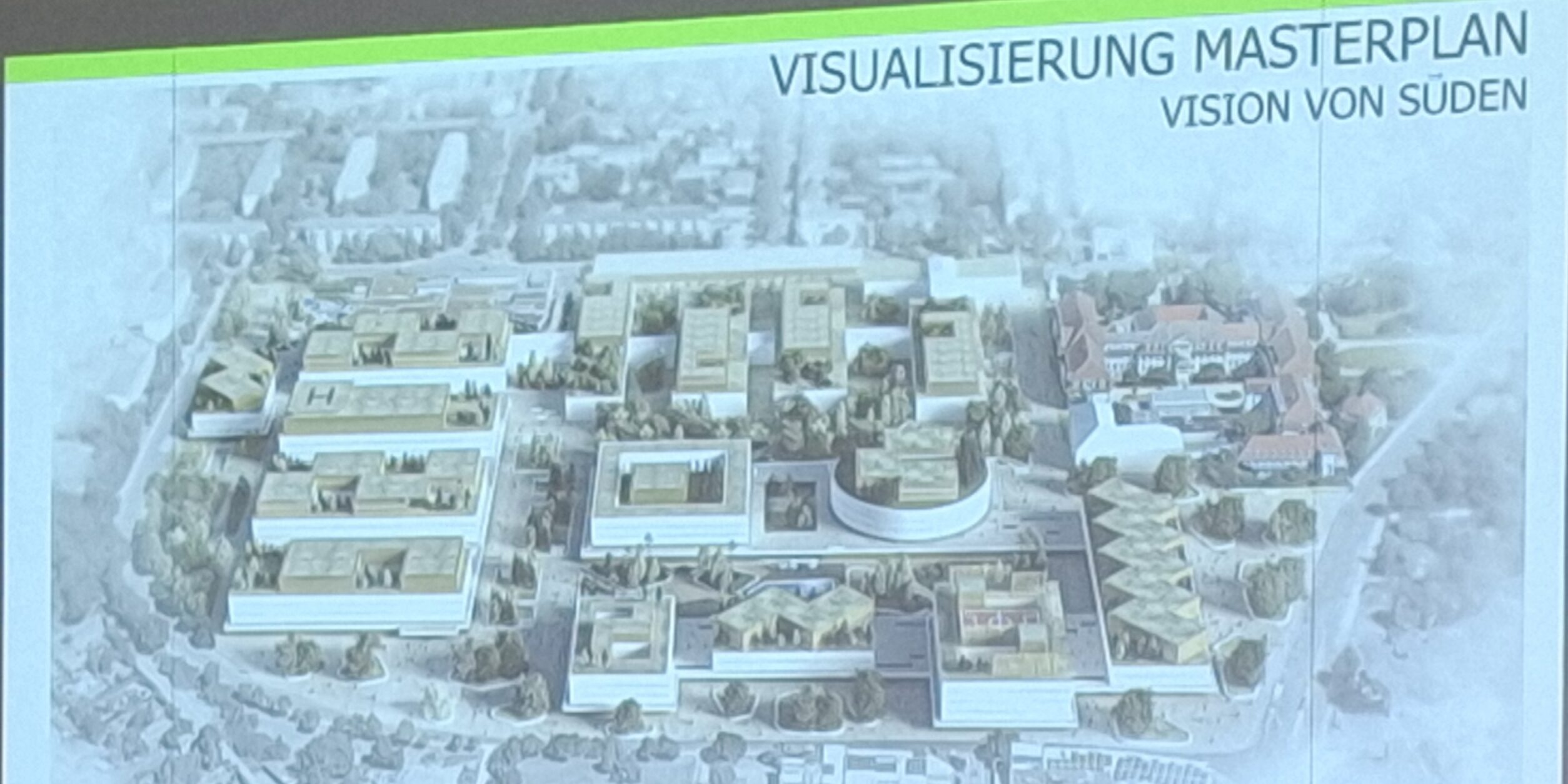 Karte der geplanten Gebäude für das Baustrukturkonzept der Medizinischen Universität Lausitz Carl Thim
