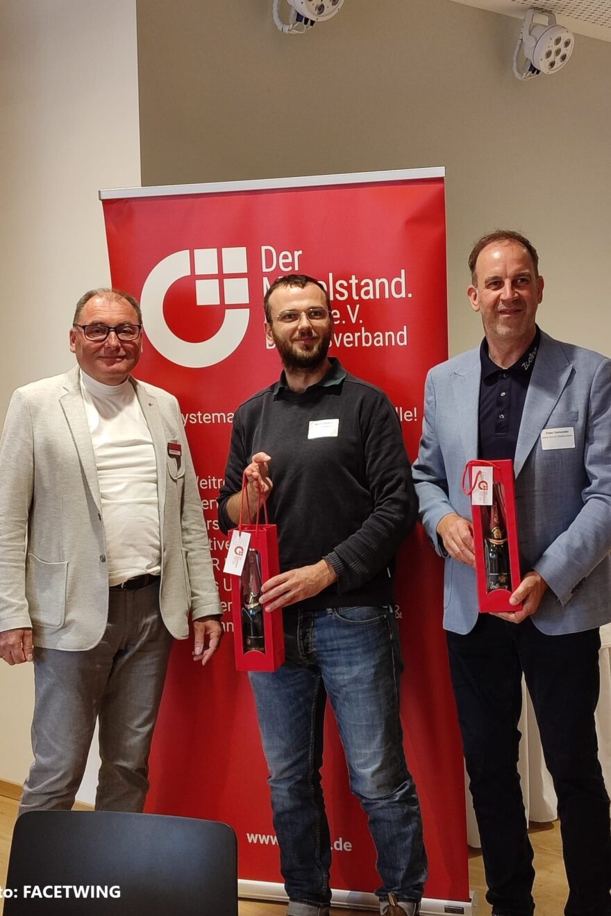 v.l.n.r. Carsten Böhm BVMW e.V. Leiter Kreisverband Elbe-Elster, Martin Lautsch wissenschaftlicher Mitarbeiter der BTU Cottbus-Senftenberg, Peter Gemander Geschäftsführer der Zöllner Büro- und IT-Systeme GmbH