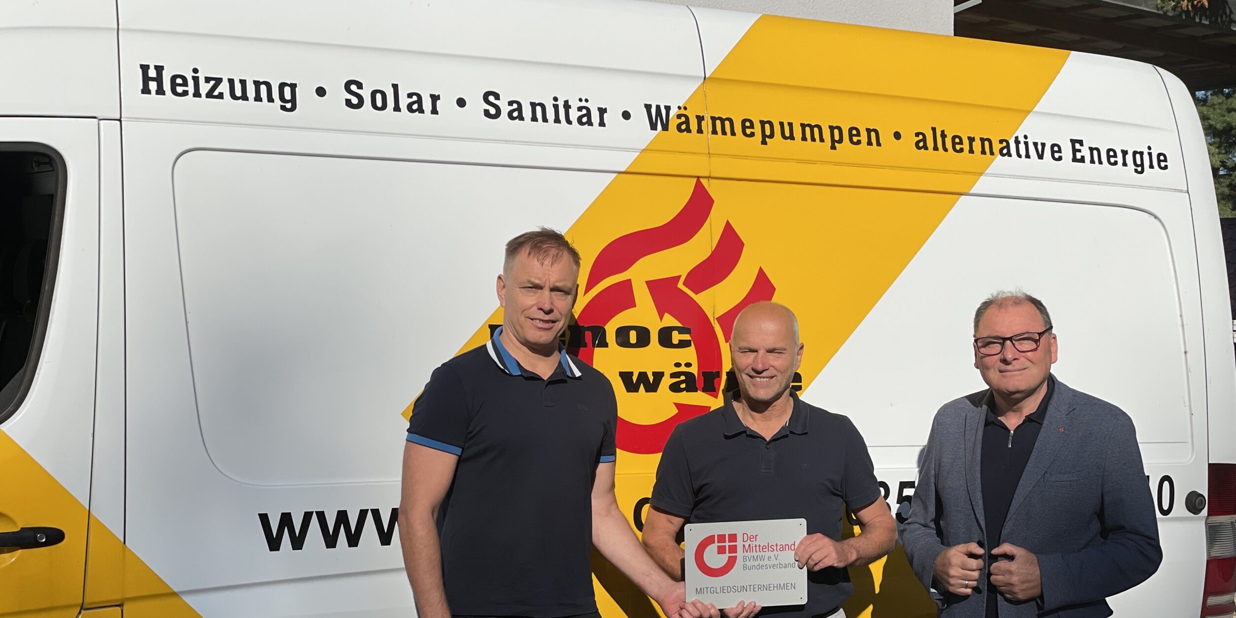 v.l.n.r. (GF Christian Noack Renoc Wärme GmbH, Uwe Janosch Renoc Wärme GmbH, Carsten Böhm BVMW e.V. Kreisverband Elbe-Elster)