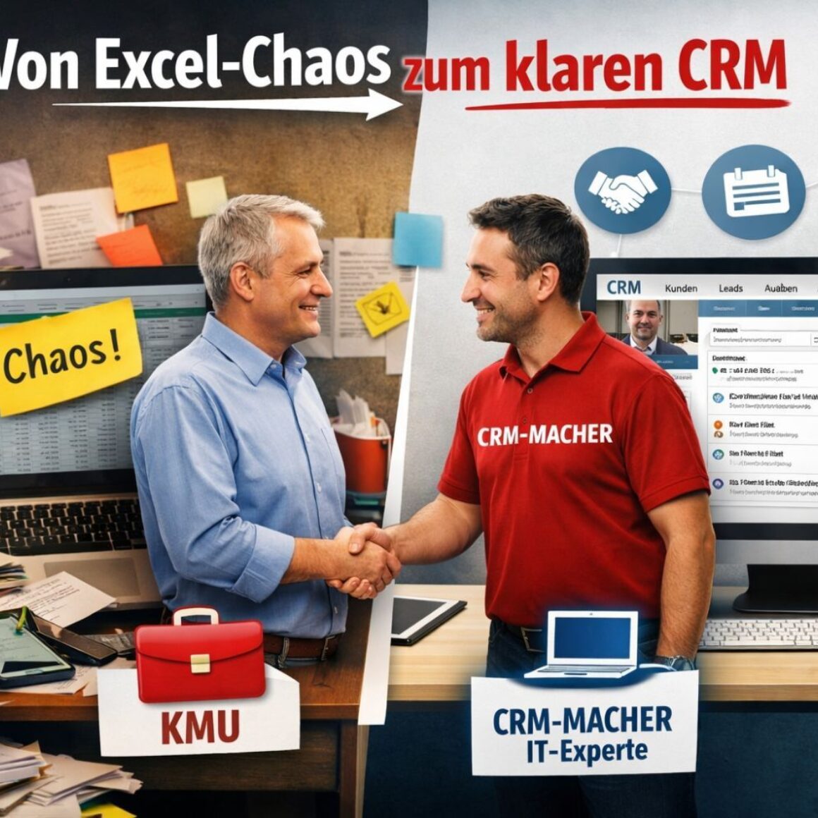 KI-Bild zum Thema: Von Excel-Chaos zum klaren CRM