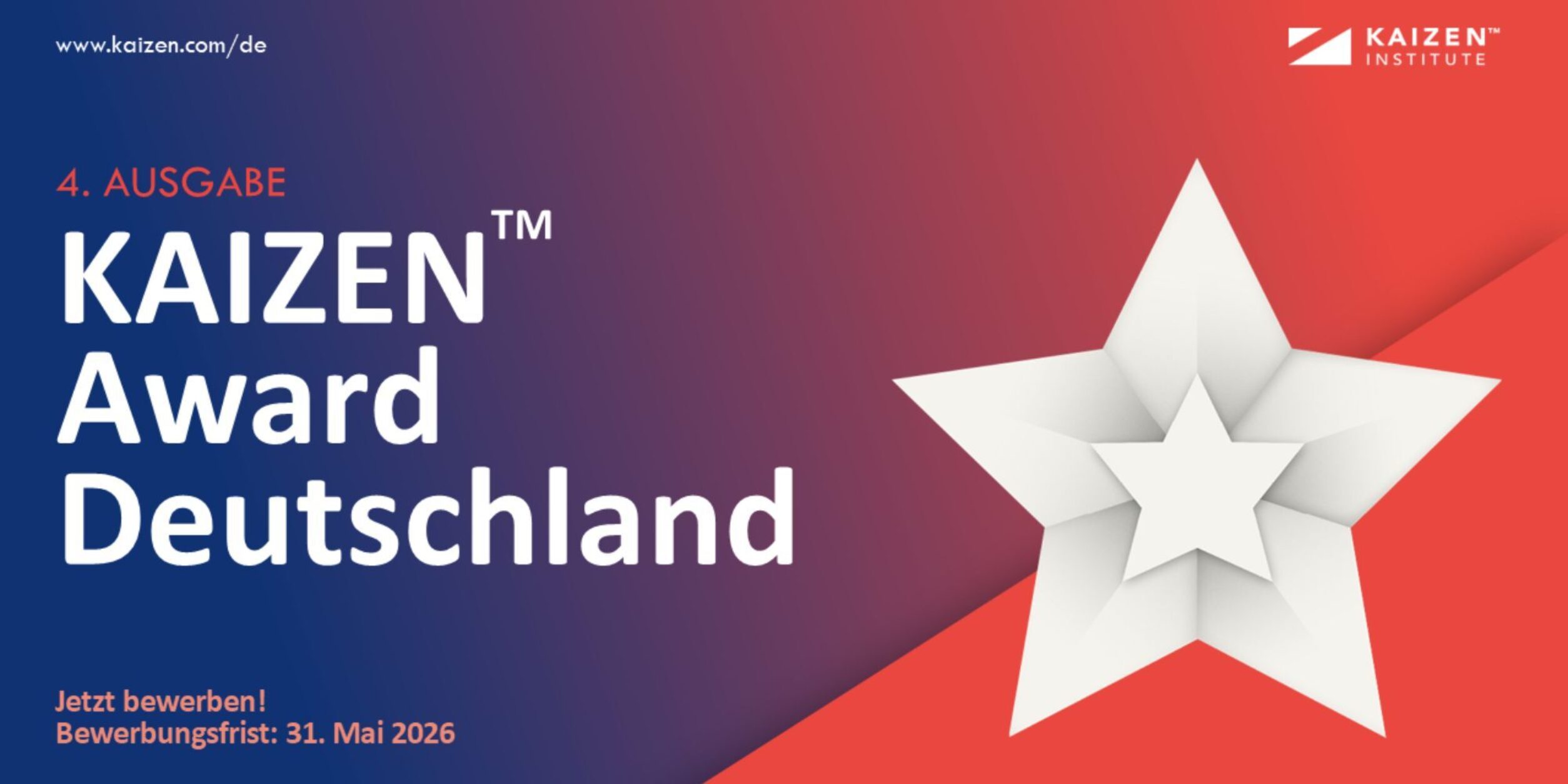 Banner zum Kaizen Award Deutschland 2026: Bekanntmachung