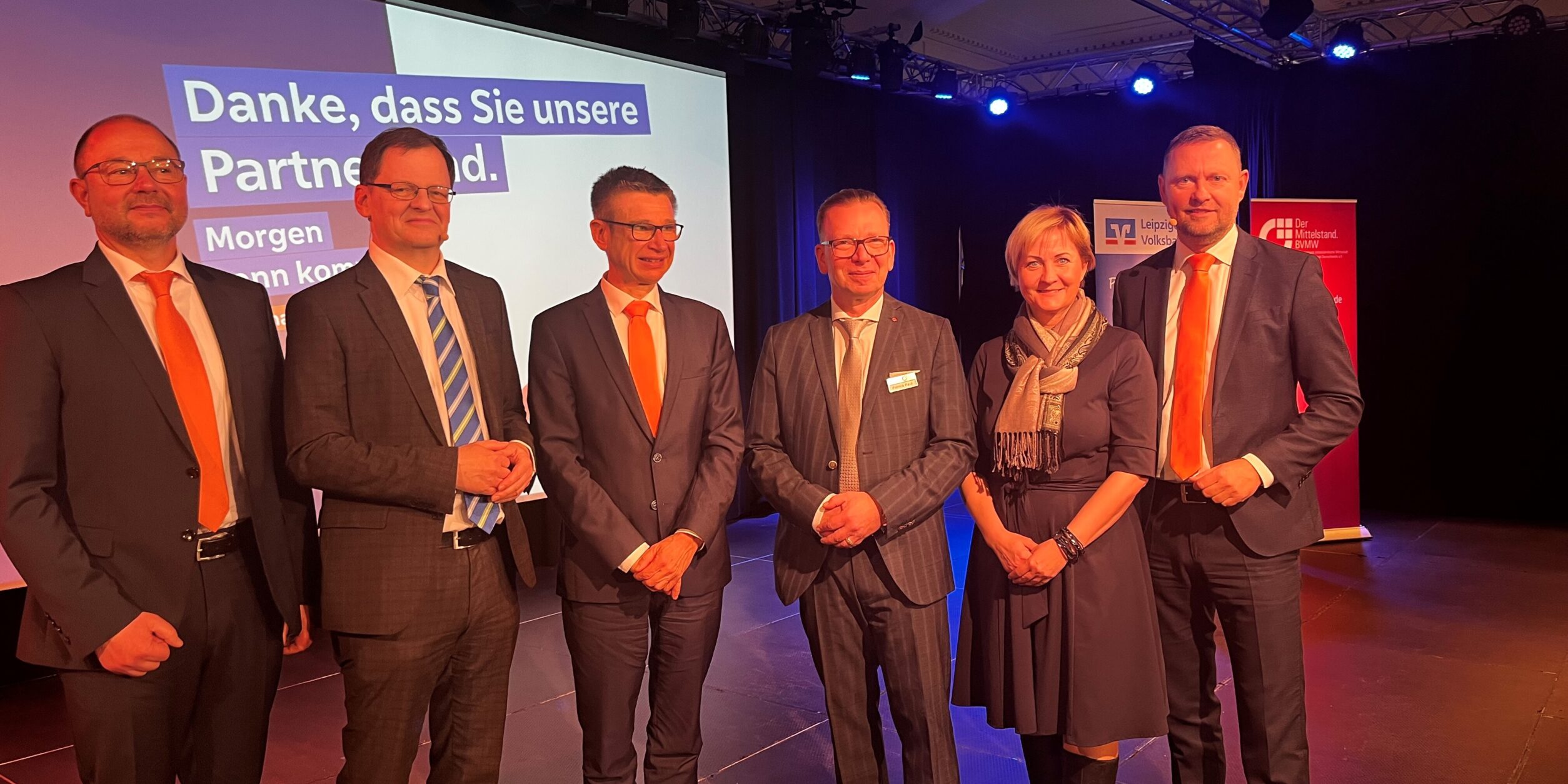 Die Akteure des Info-Frühstückes mit der Leipziger Volksbank