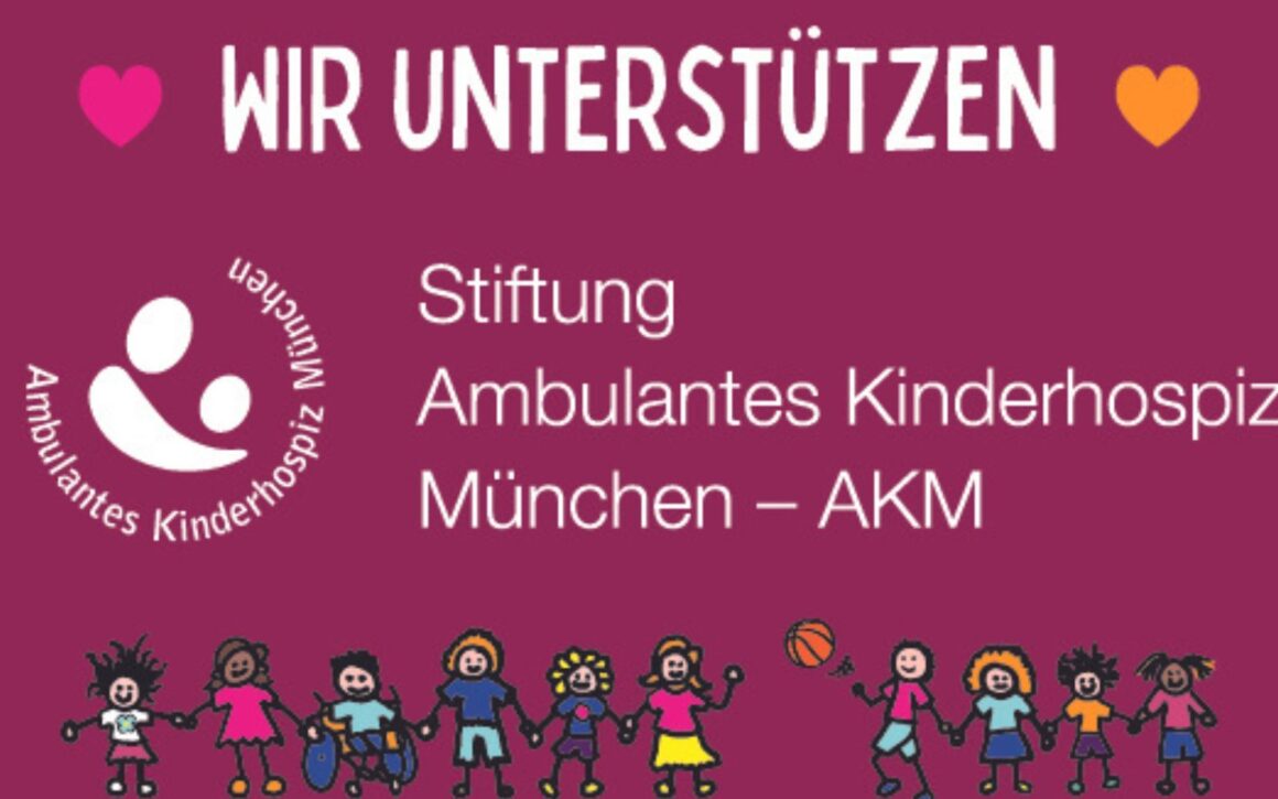 Wir unterstützen Stiftung AKM, lila, Kinder, Logo AKM