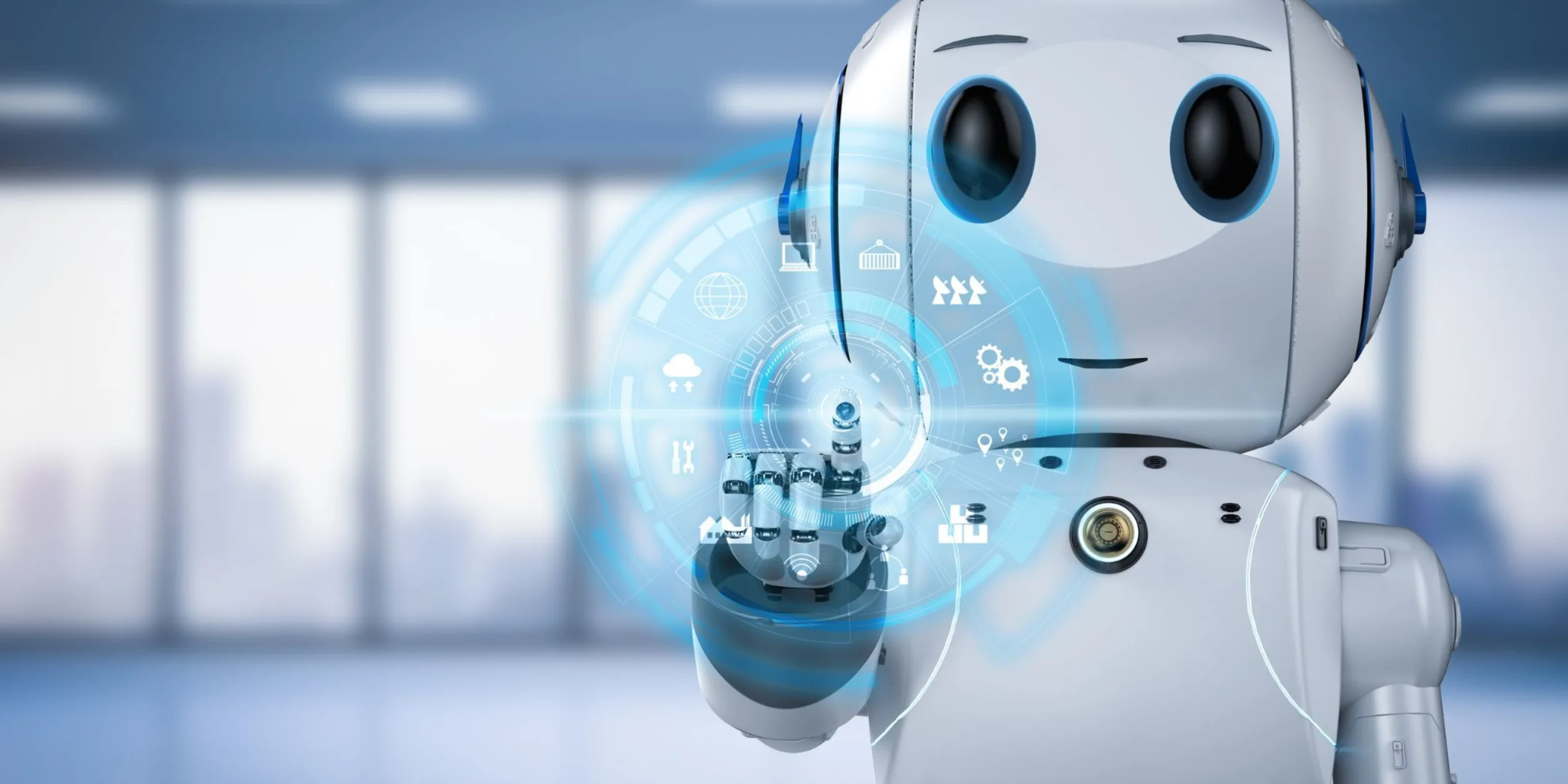 Roboter klickt symbole