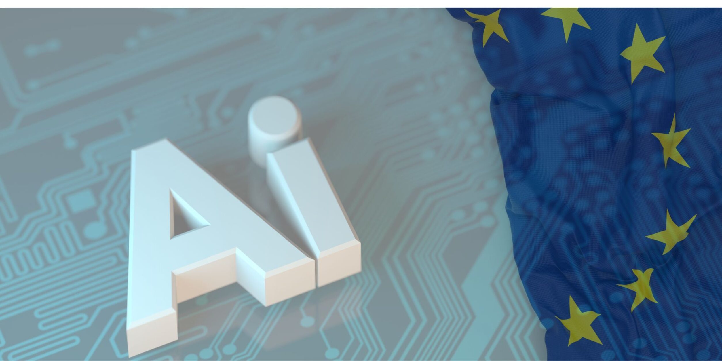 Buchstaben Ai auf Leiterplatte, rechts Europäische Flagge