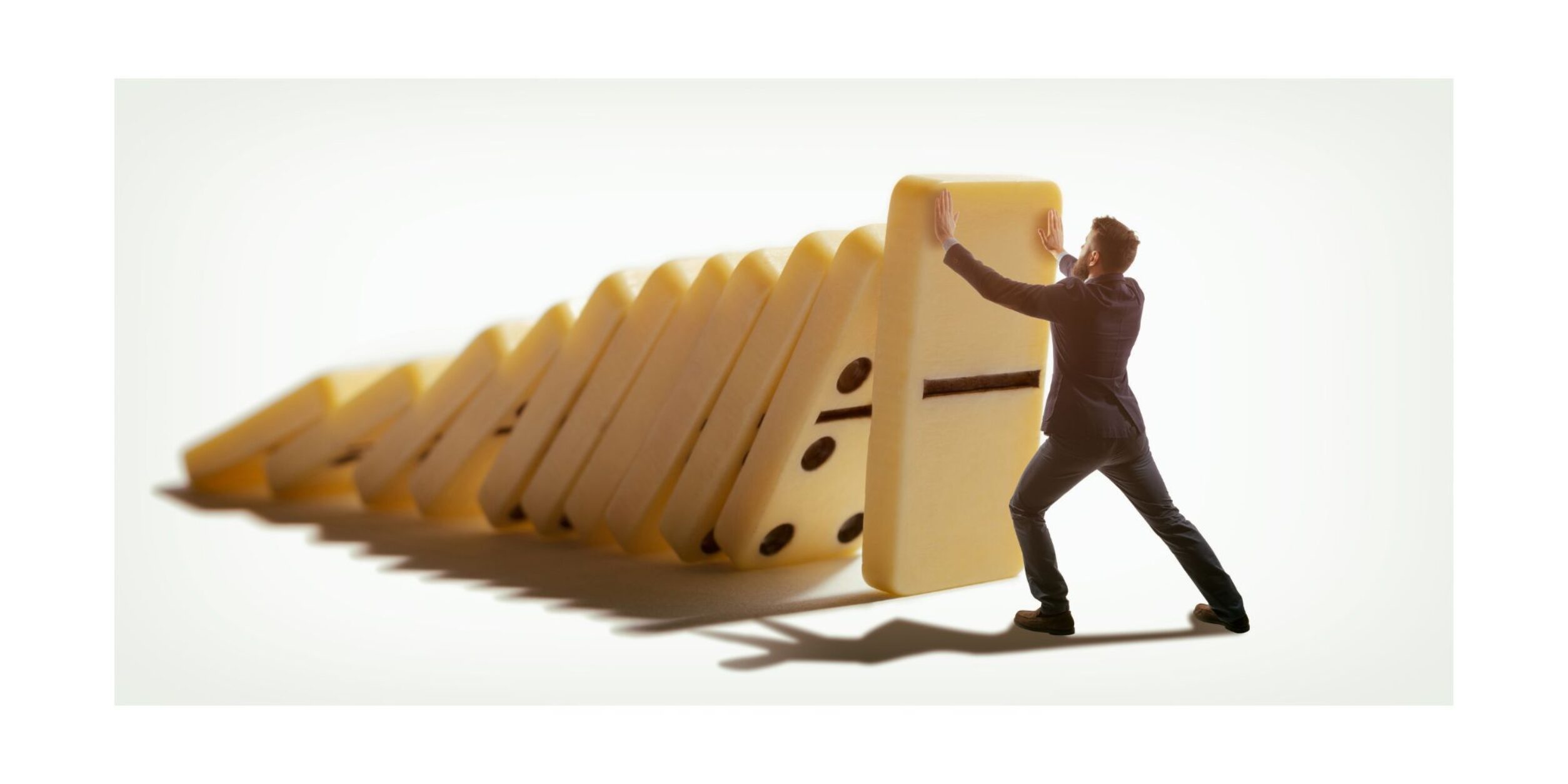 Dominosteine aufhalten, Mann