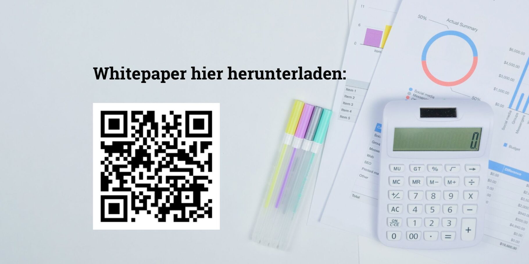 Taschenrechner, Stifte, Unterlagen