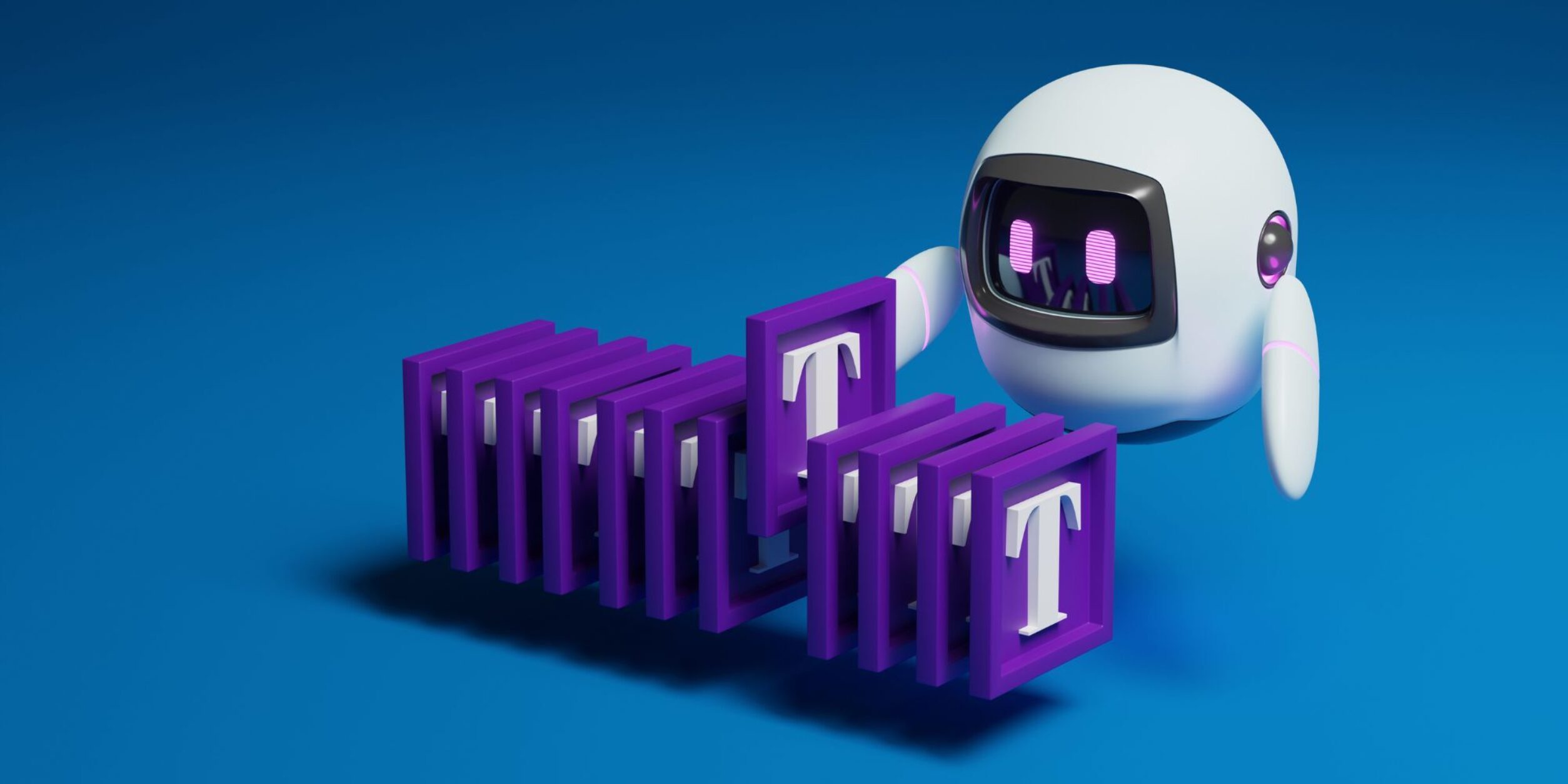 Roboter sortiert Platten mit dem Buchstaben "T"