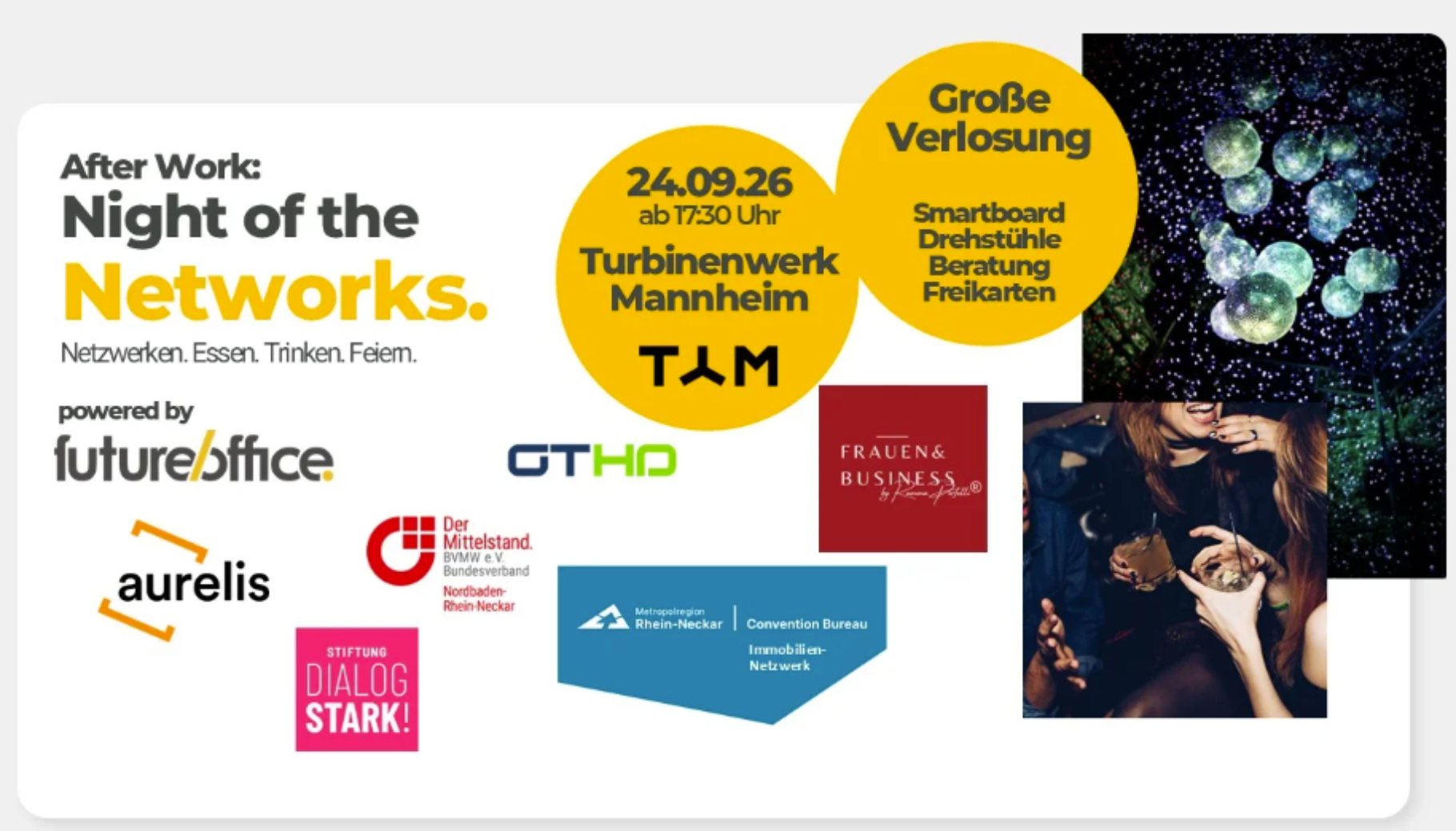 Banner für Night of the Networks 2026 mit Partnerlogos der Veranstaltung