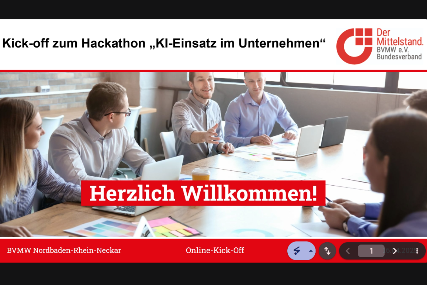 Startbildschirm der Online-Veranstaltung