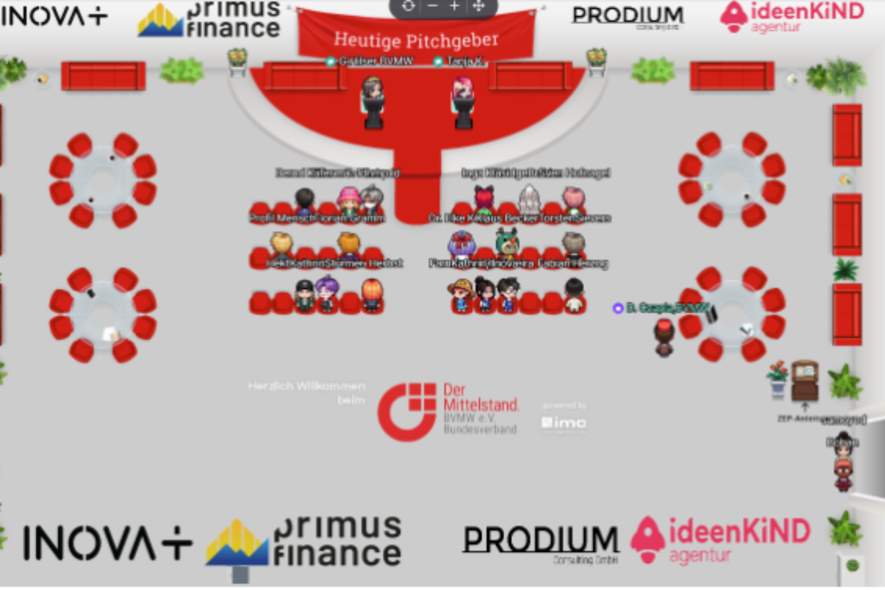 Blick auf die Avatare der Teilnehmer in der Plattform ZEP